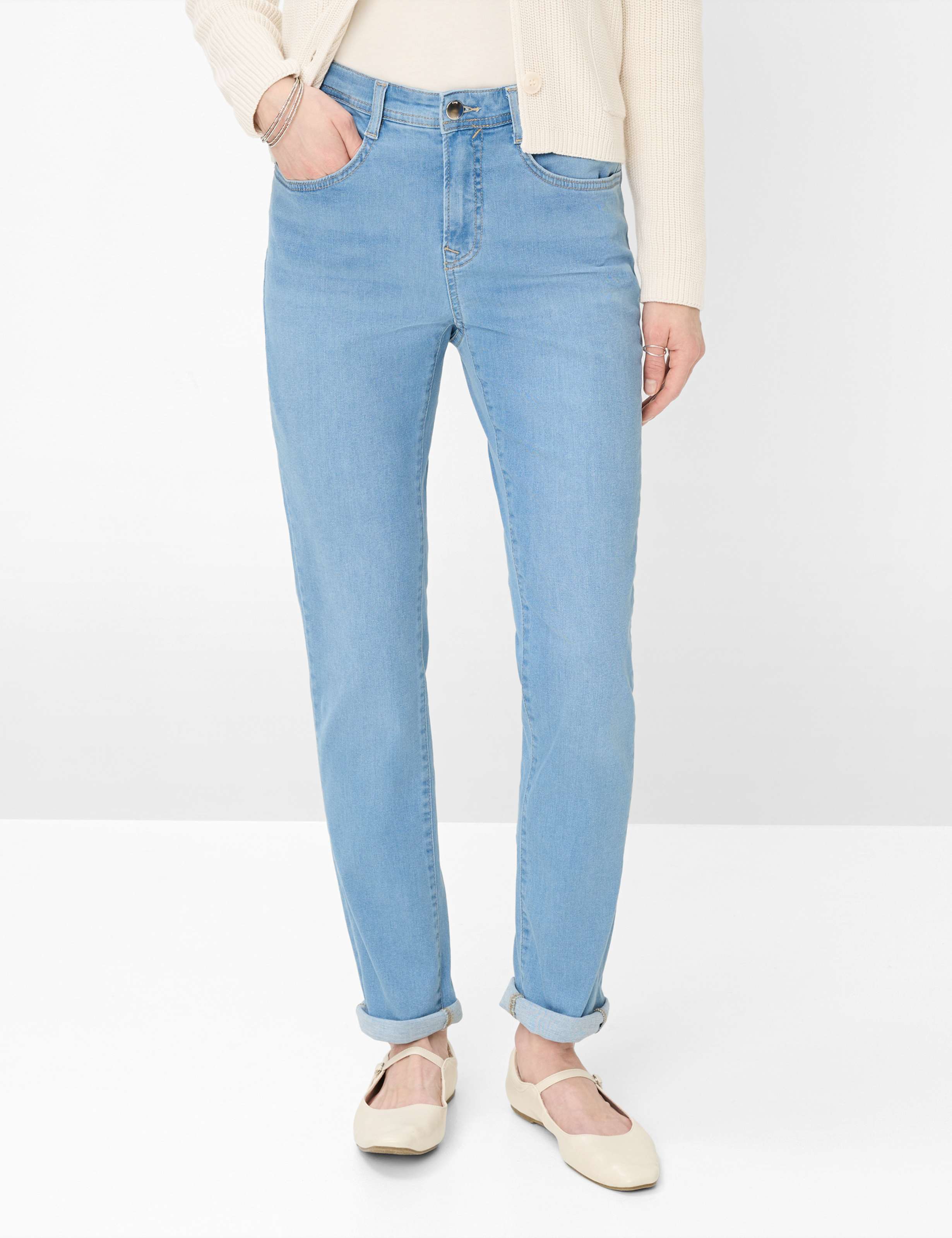 Thumbnail - Brax Damen Five-Pocket-Hose Style CAROLA USED LIGHT BLUE, denim hellblau, Gr. 44K