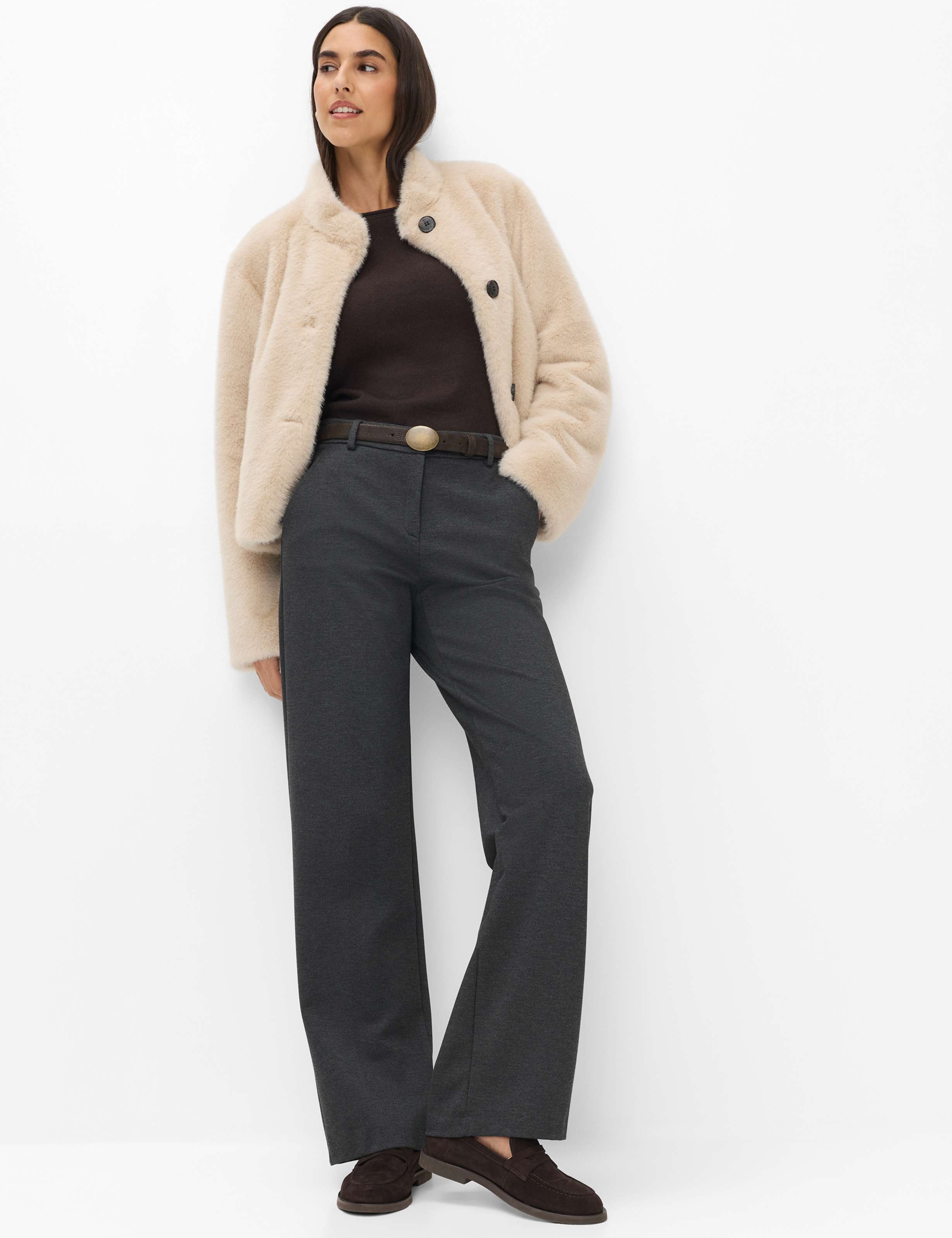 Femme Style MAINE Gris Foncé - Anthracite Wide Leg Tenue du mannequin
