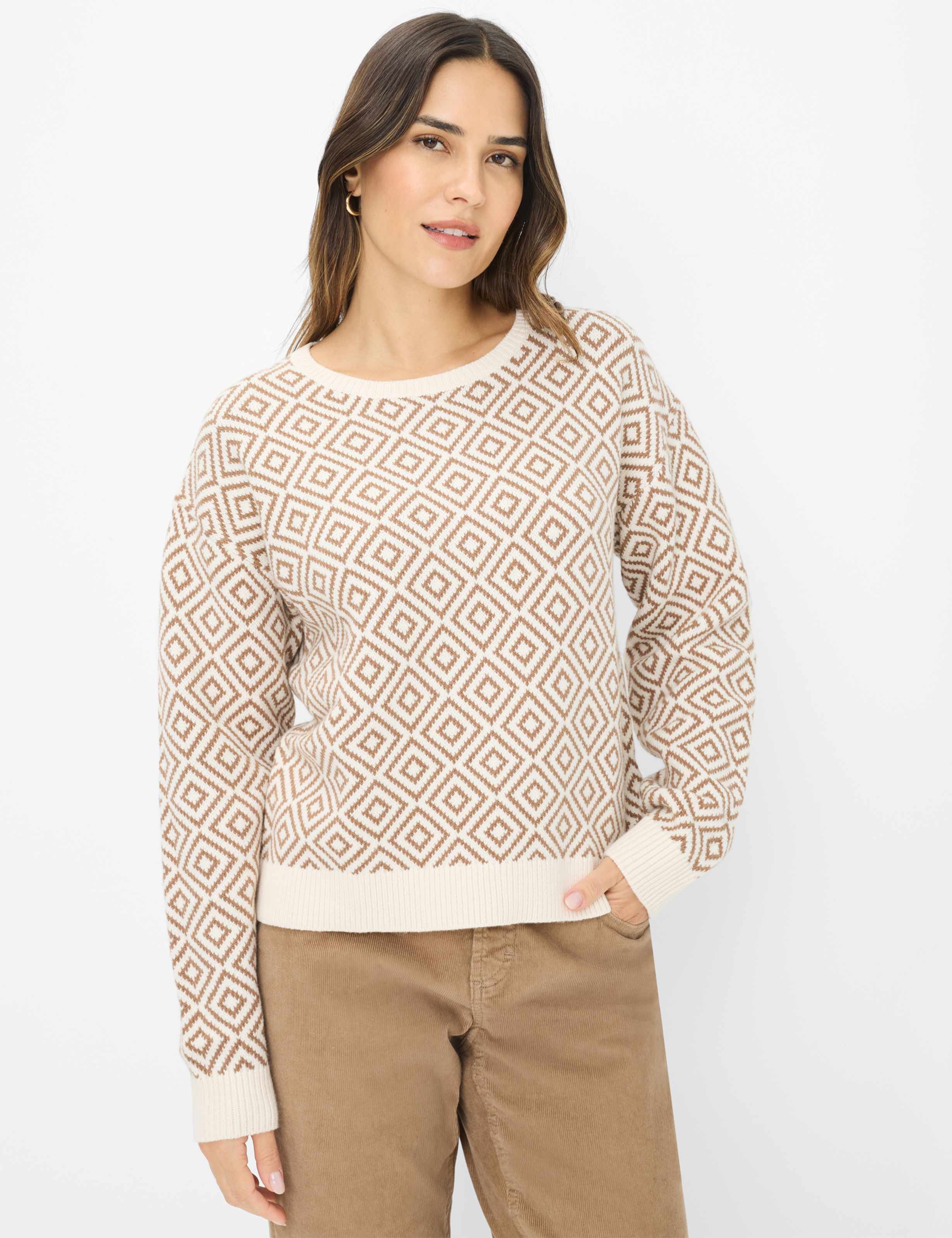 Thumbnail - Brax Damen Strickpullover Style LIZ walnut, hellbraun, Gr. 34