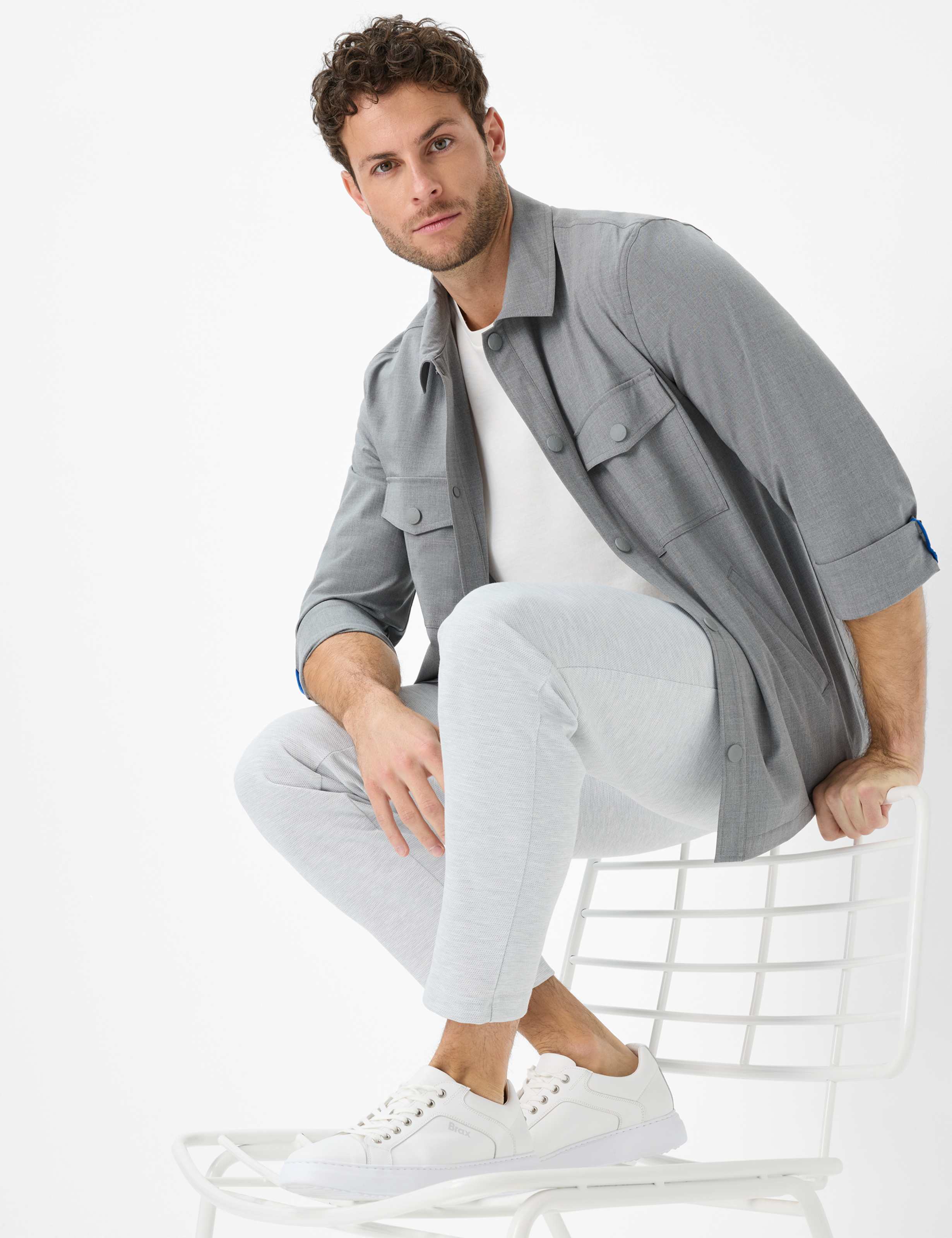 Homme Style SILVIO Gris Clair Modern Fit Détail 1