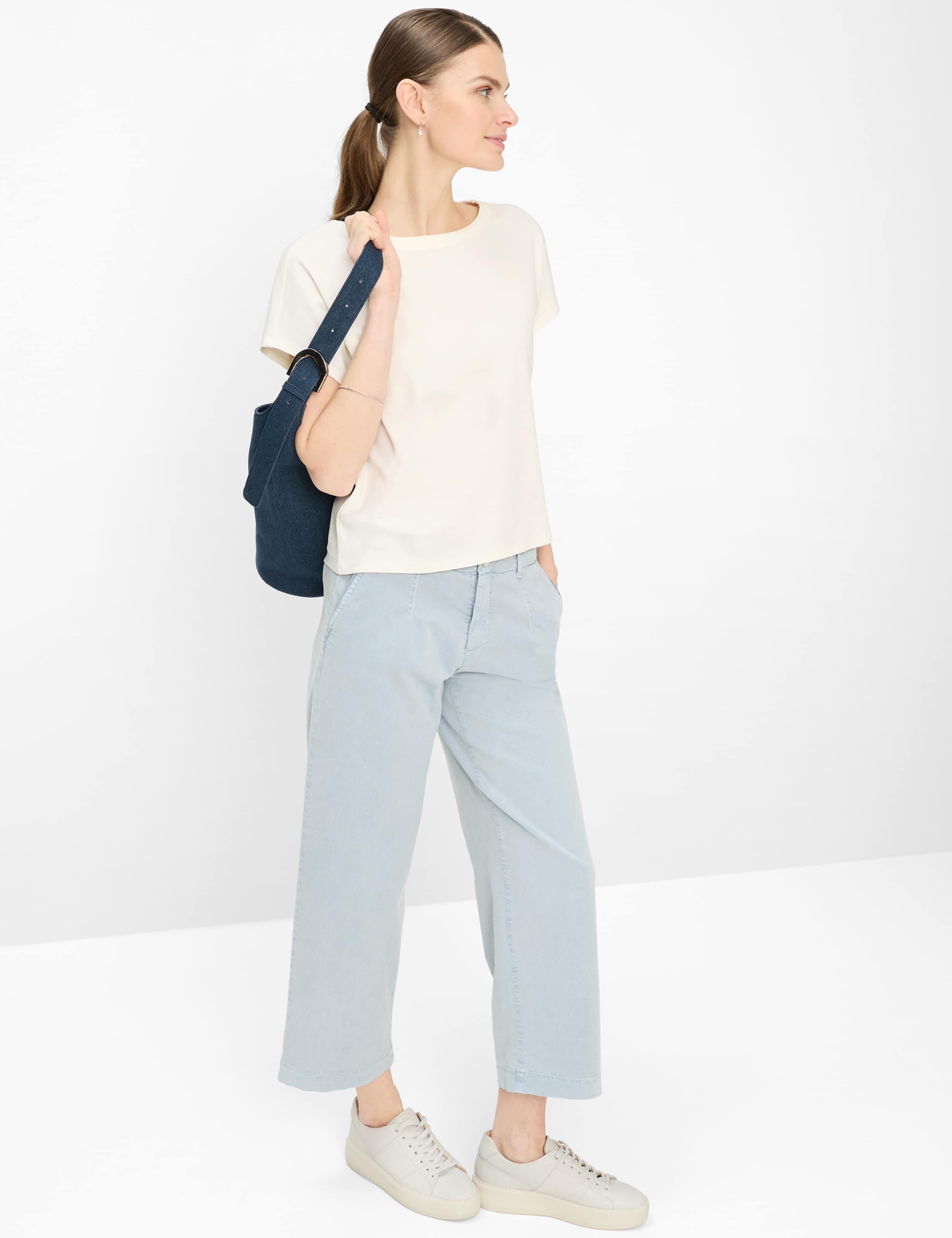 Women Style MAINE S Light Blue Wide Leg Model Outfit