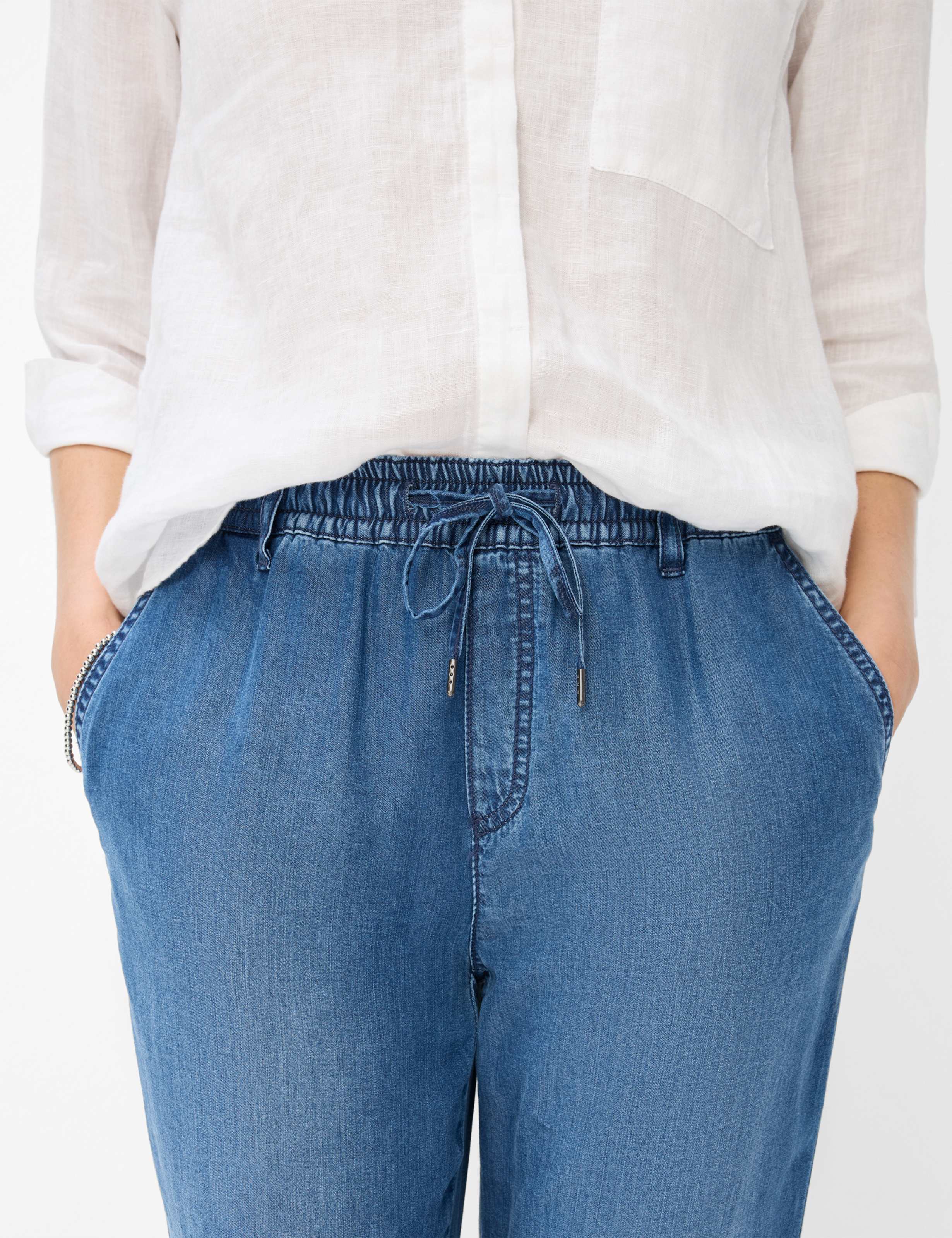 Women Style MAINE Denim Dark Blue Wide Leg Detail 2