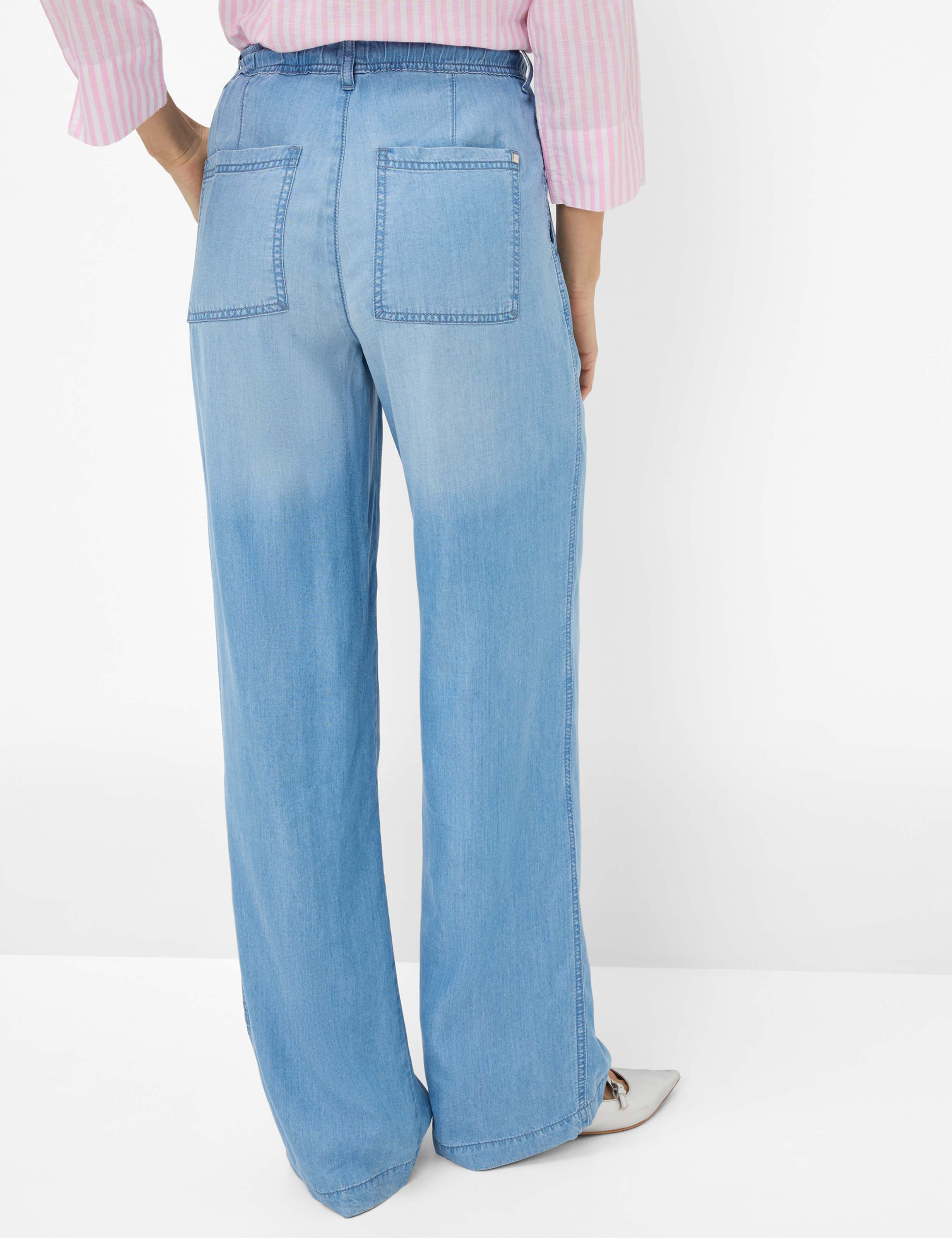 Women Style MAINE Denim Blue Wide Leg Model back