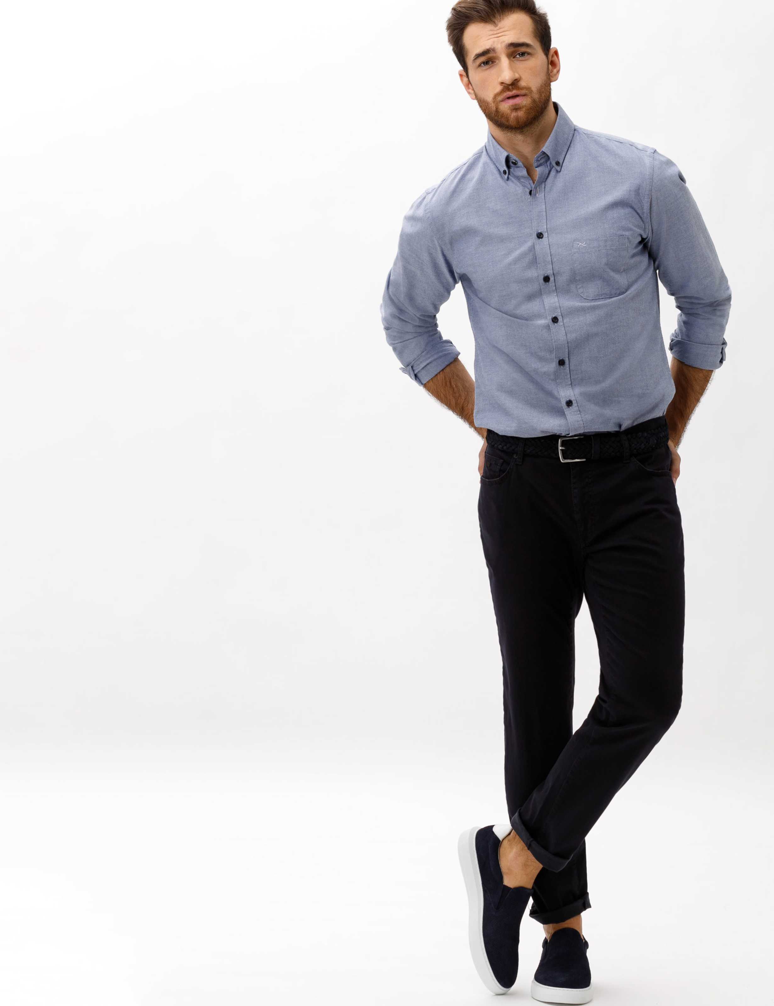 Herren Style CADIZ Perma Blau Straight Fit Model Outfit