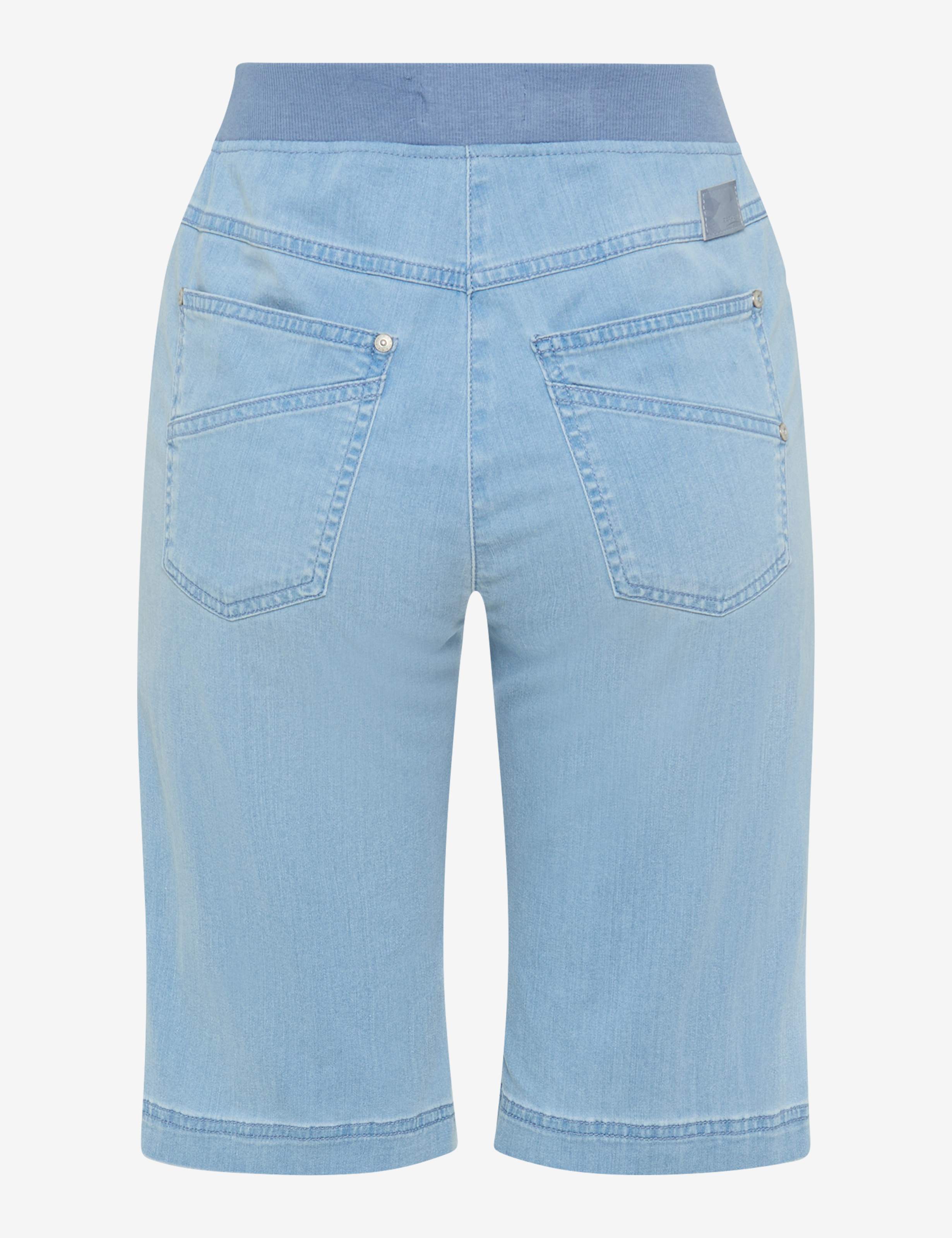 Dame Style PAMINA BERMUDA Denim Blå Slim Fit Udskæring bagpå