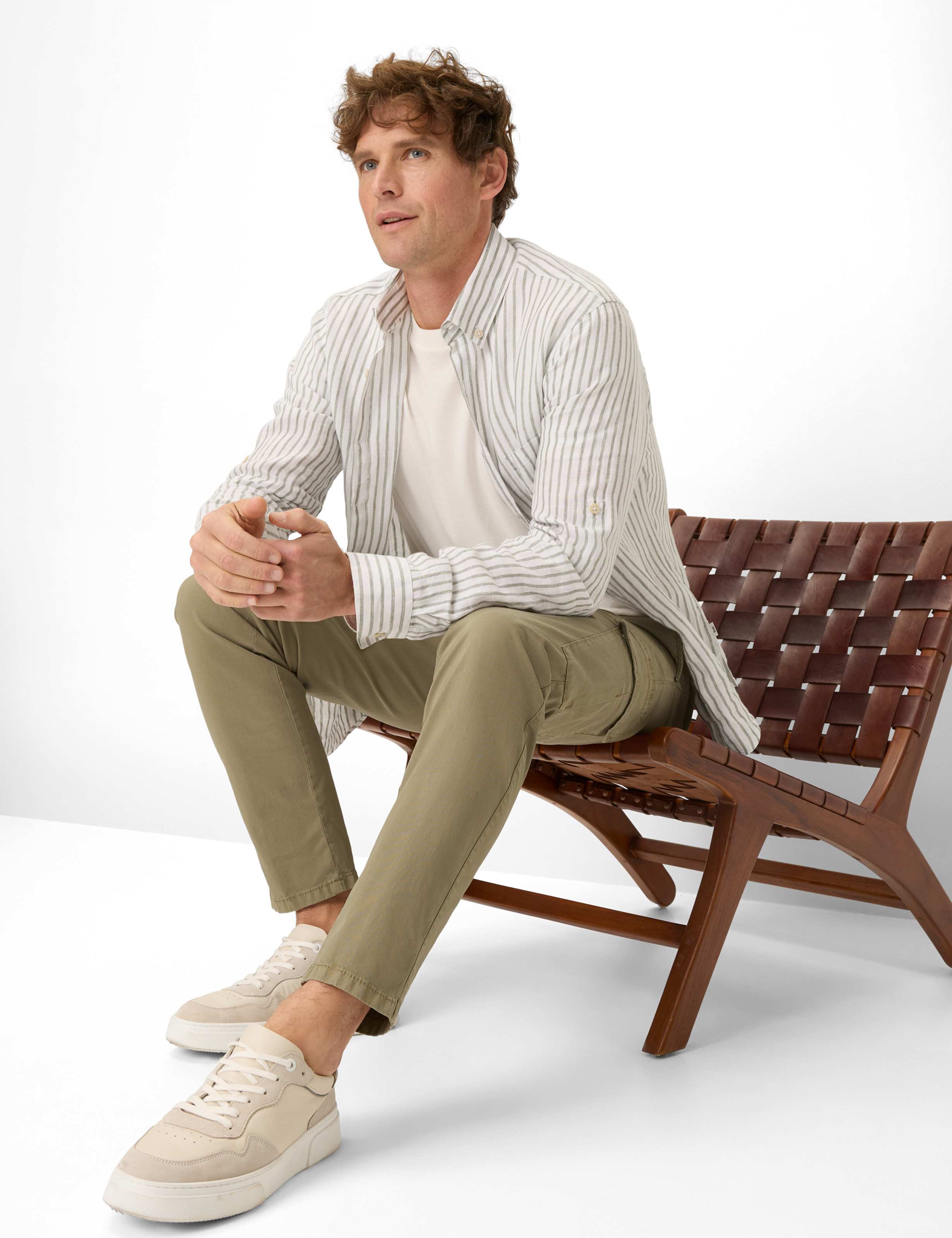 Heren Style SILVIO Groen - Khaki Slim Fit Detail 1