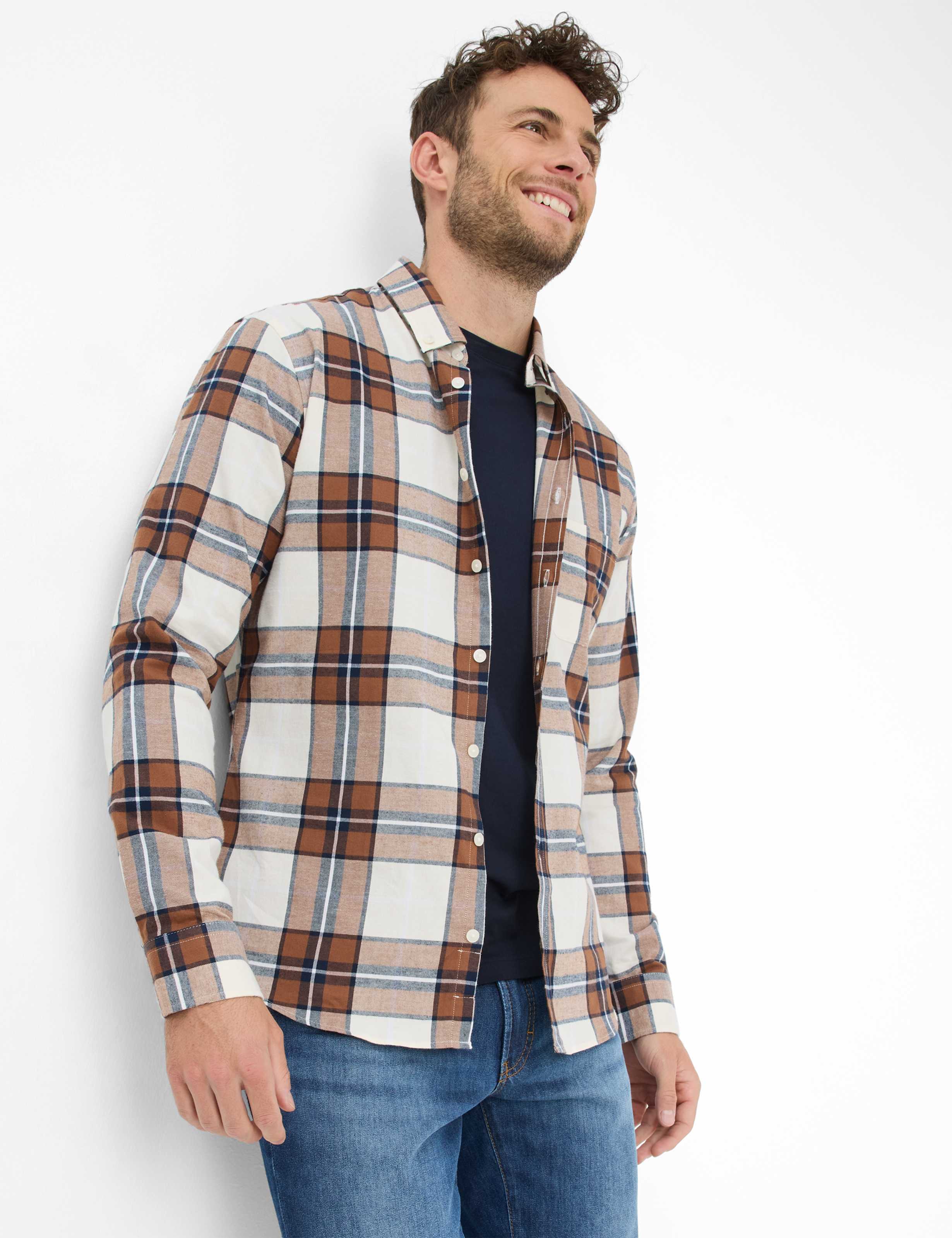 Thumbnail - Brax Herren Hemd Style DANIEL hazel, Beige, Gr. S