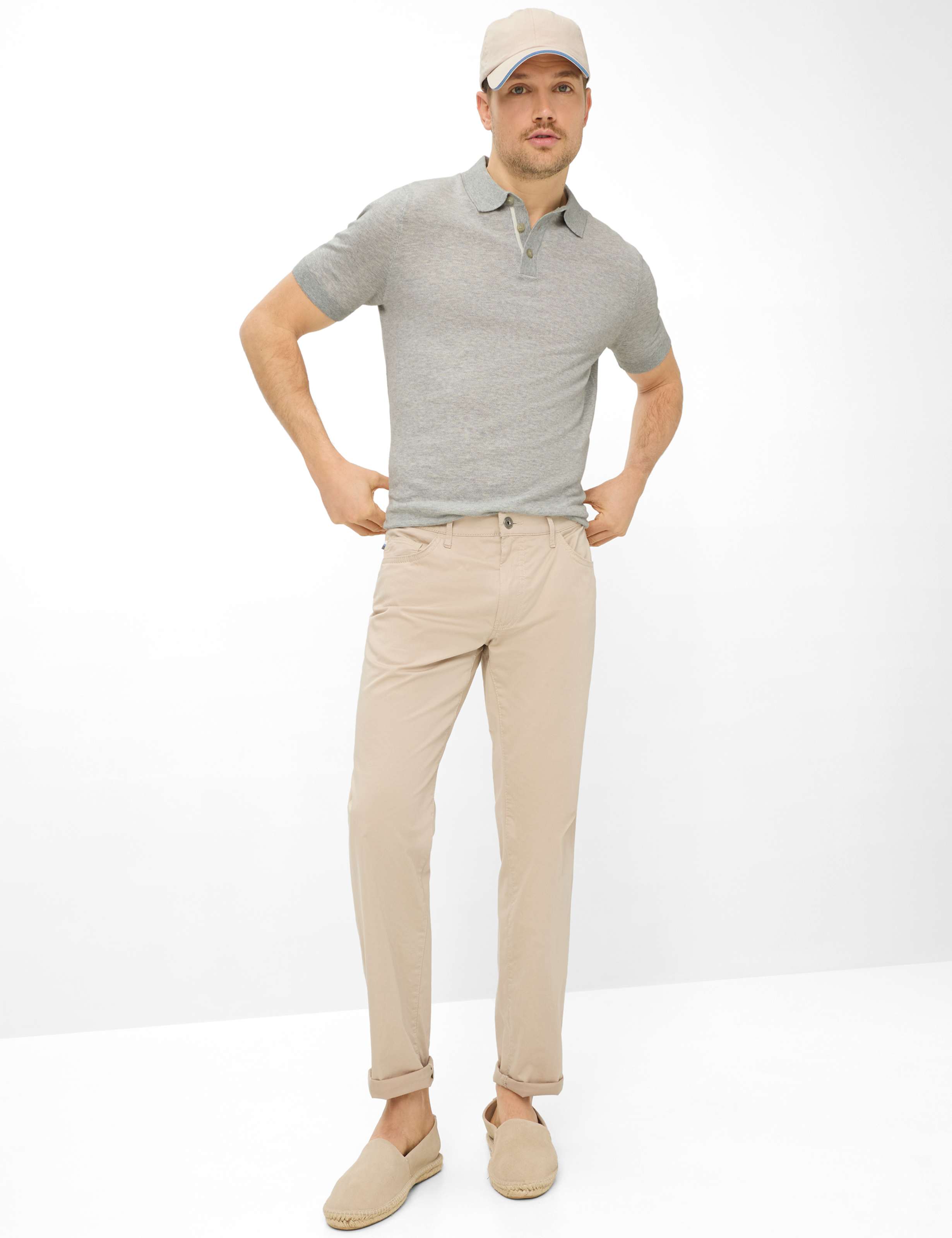 Herren Style CADIZ Hellbeige Straight Fit Model Outfit