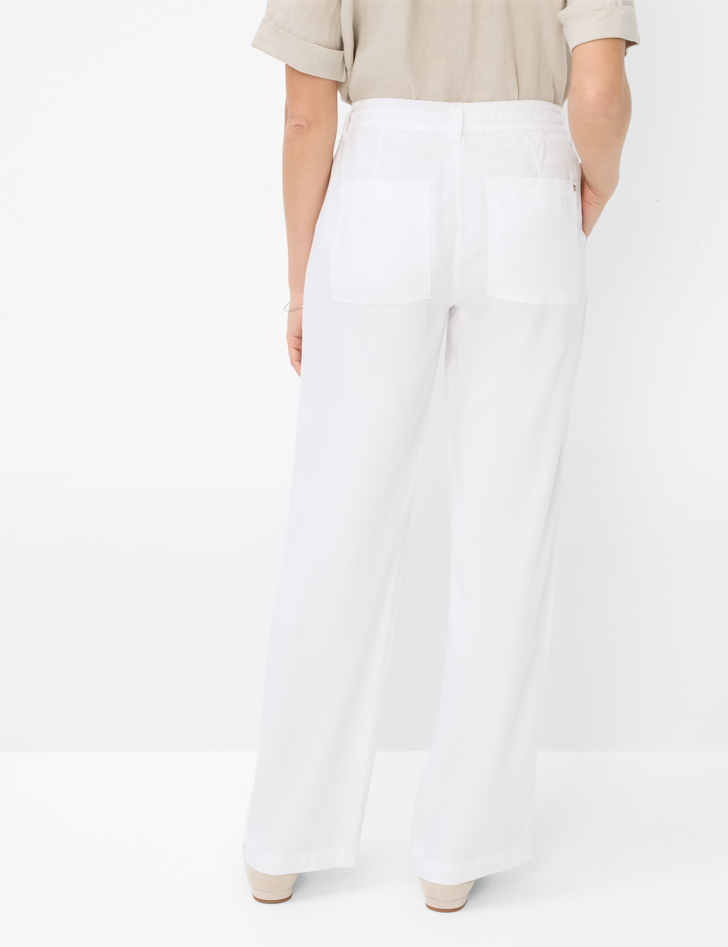 Women Style MAINE Denim Cream White Wide Leg Model back
