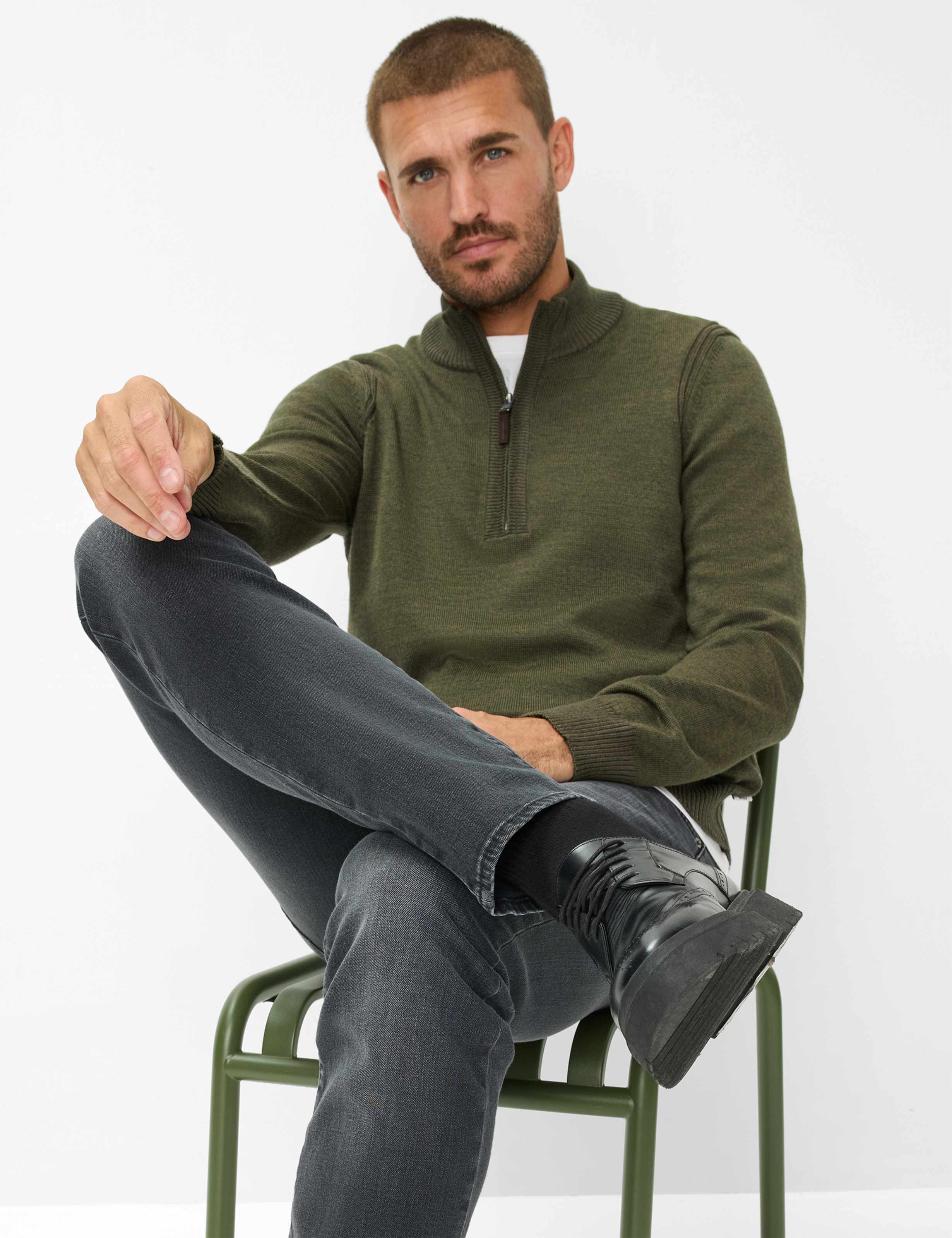 Herre Style CHUCK Denim Mørkegrå Modern Fit Detalje 1
