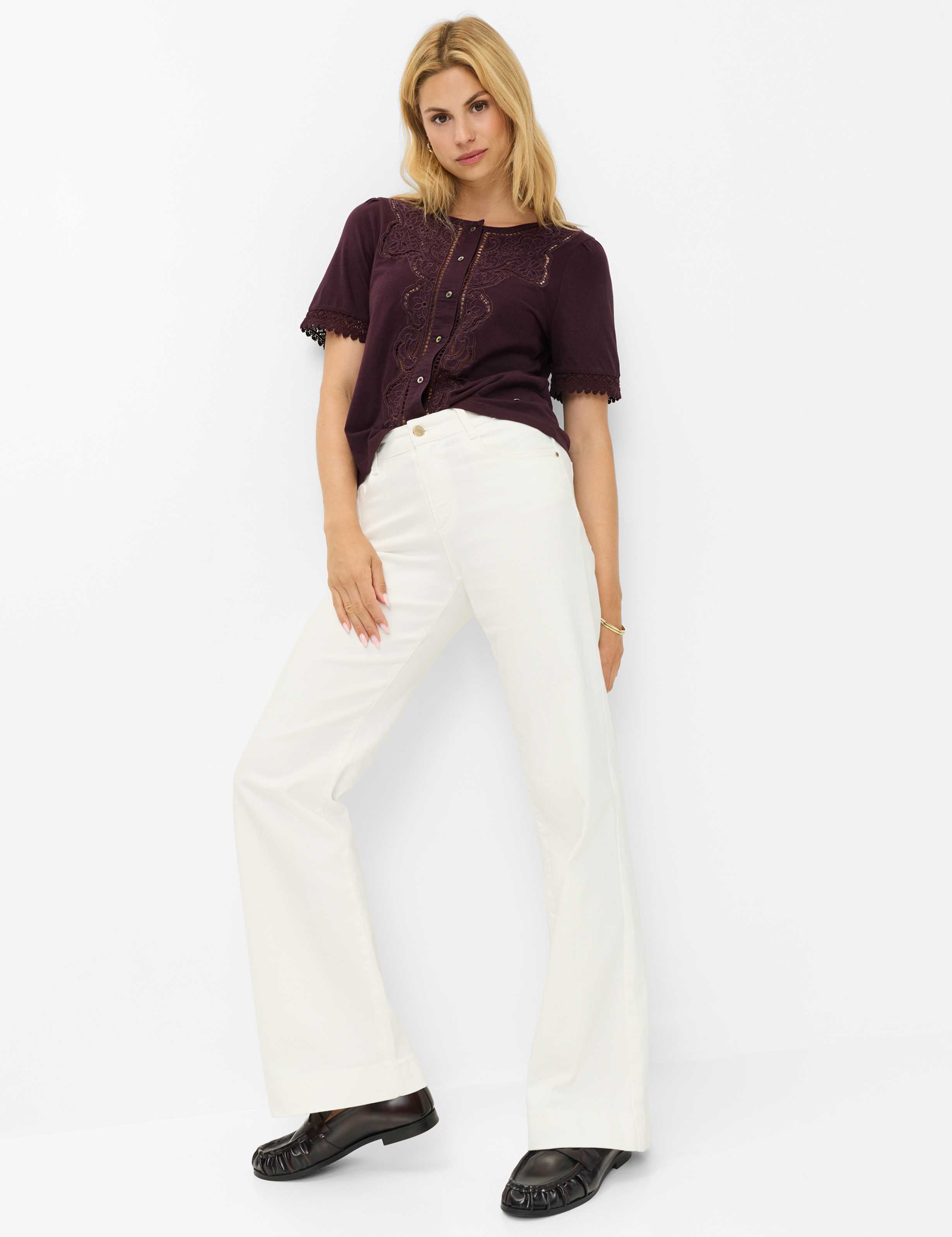 Dames Style MAINE Crème Wit Wide Leg Model outfit