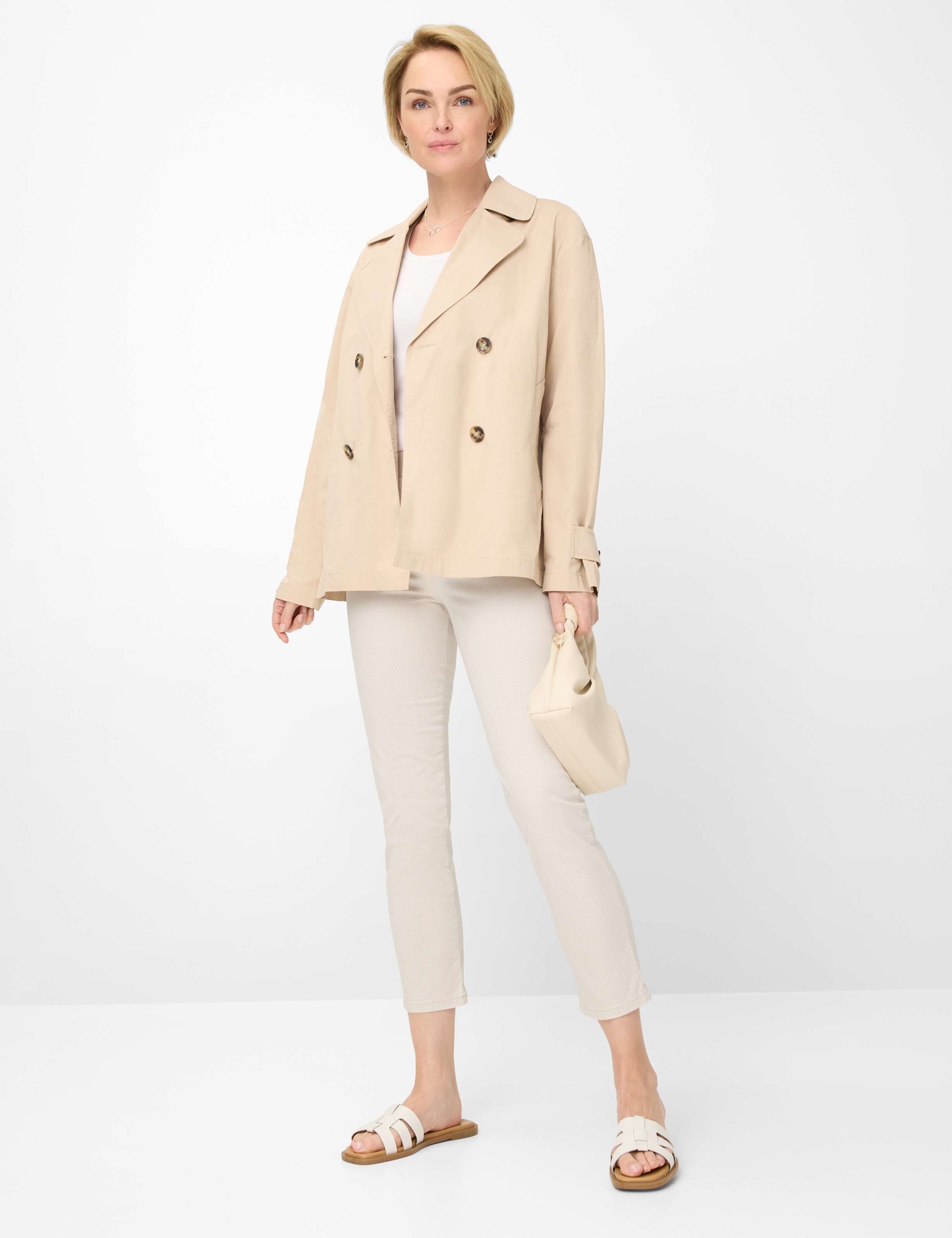 Damen Style PAMINA 6/8 Hellbeige Slim Fit Model Outfit