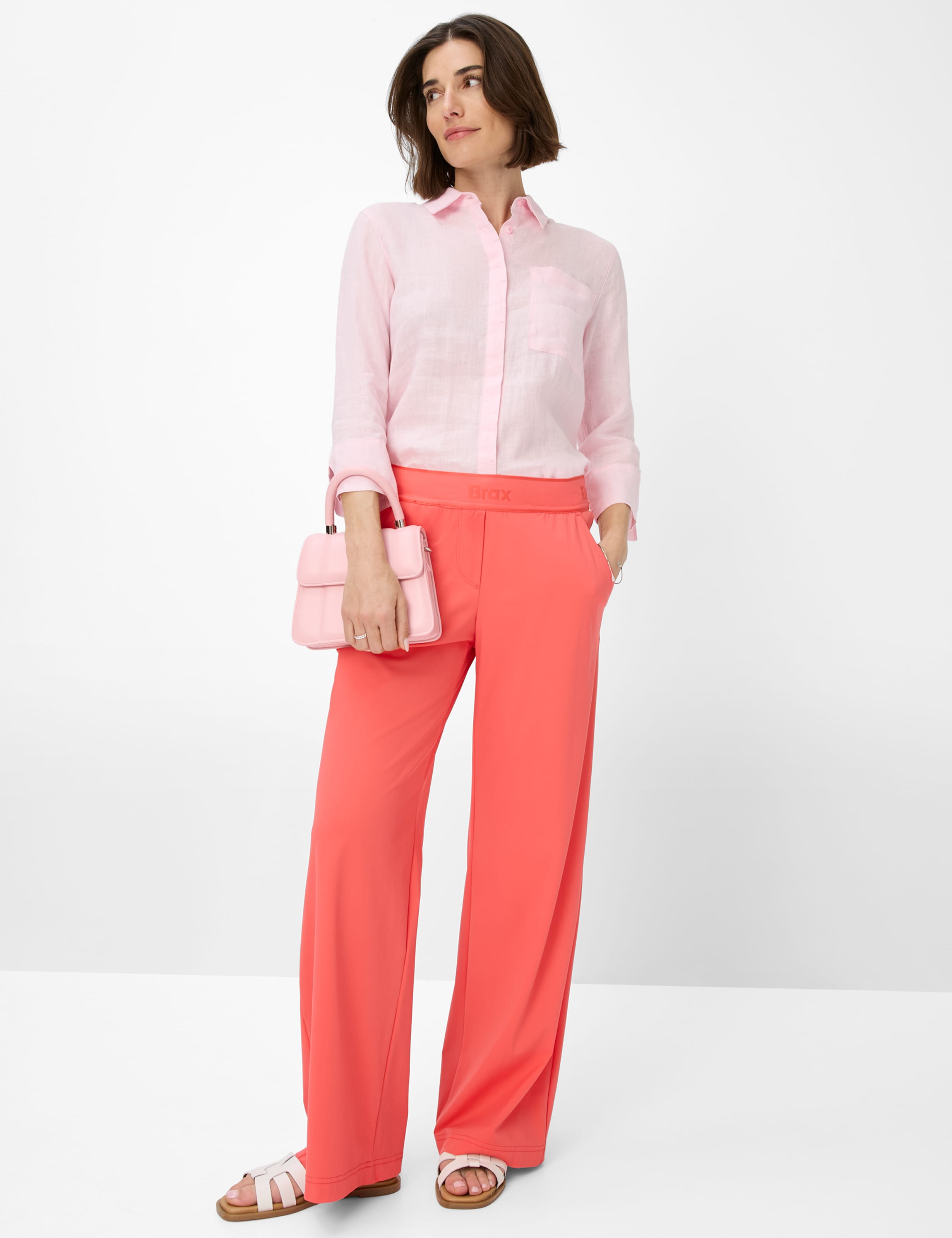 Women Style MAINE Red Wide Leg Model Outfit