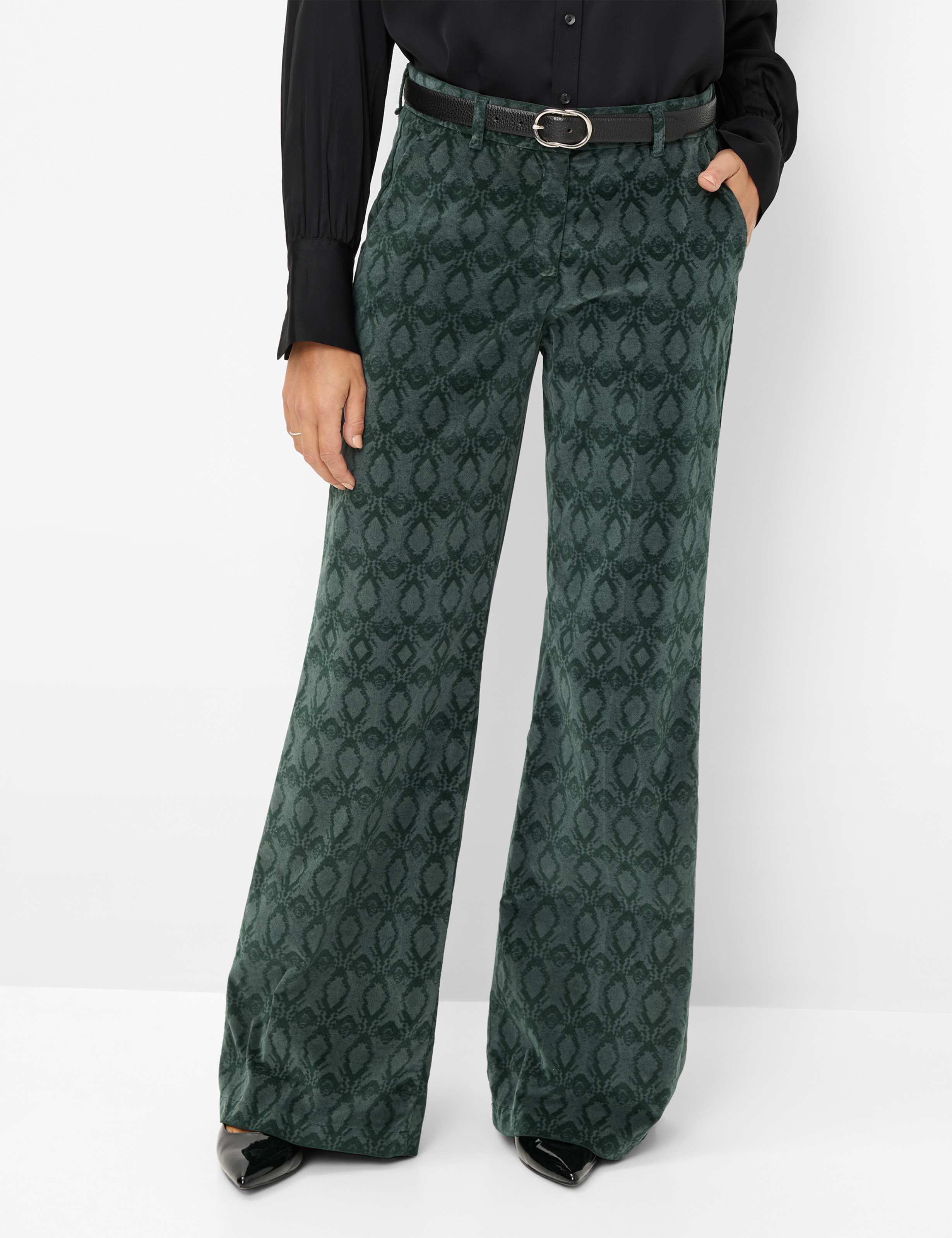 Thumbnail - Brax Damen Palazzohose Style MAINE LASER MIDNIGHT FOREST, dunkelgrün, Gr. 42L