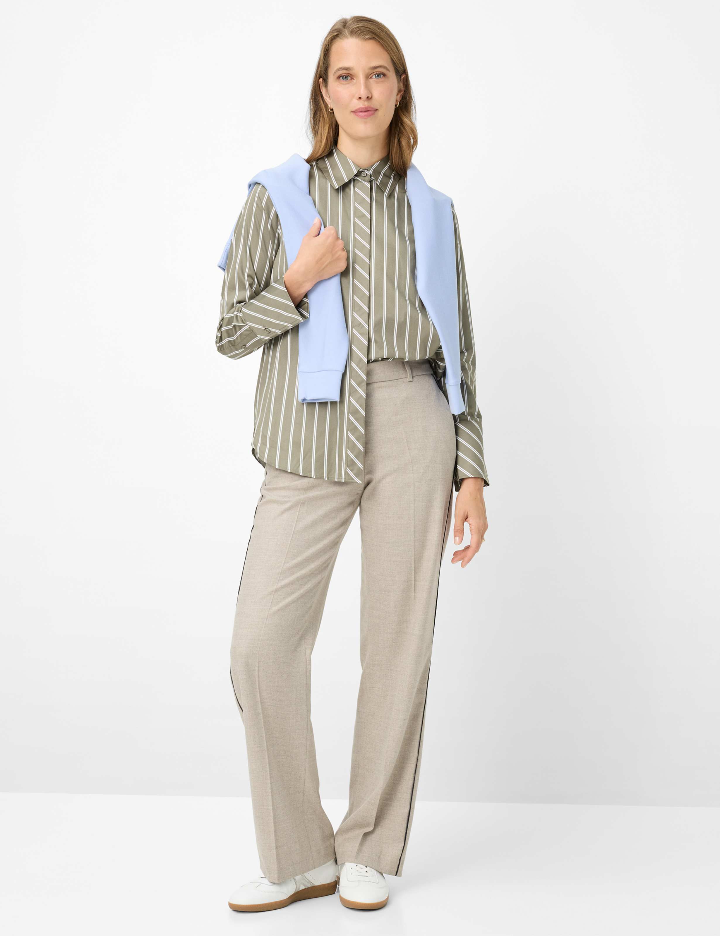 Femme Style MAINE Beige Clair Wide Leg Tenue du mannequin