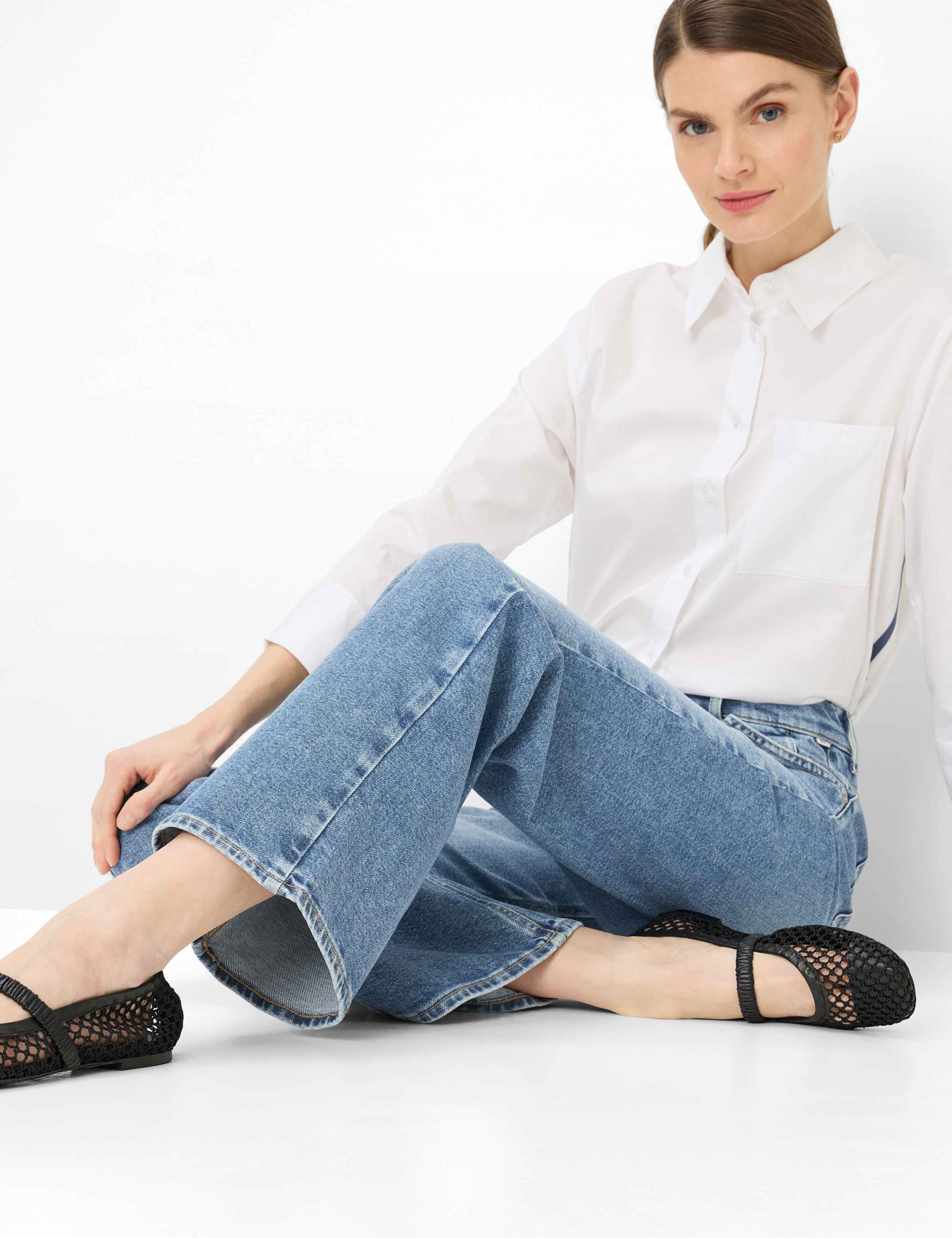 Dames Style MAINE Denim Blauw Wide Leg Detail 1