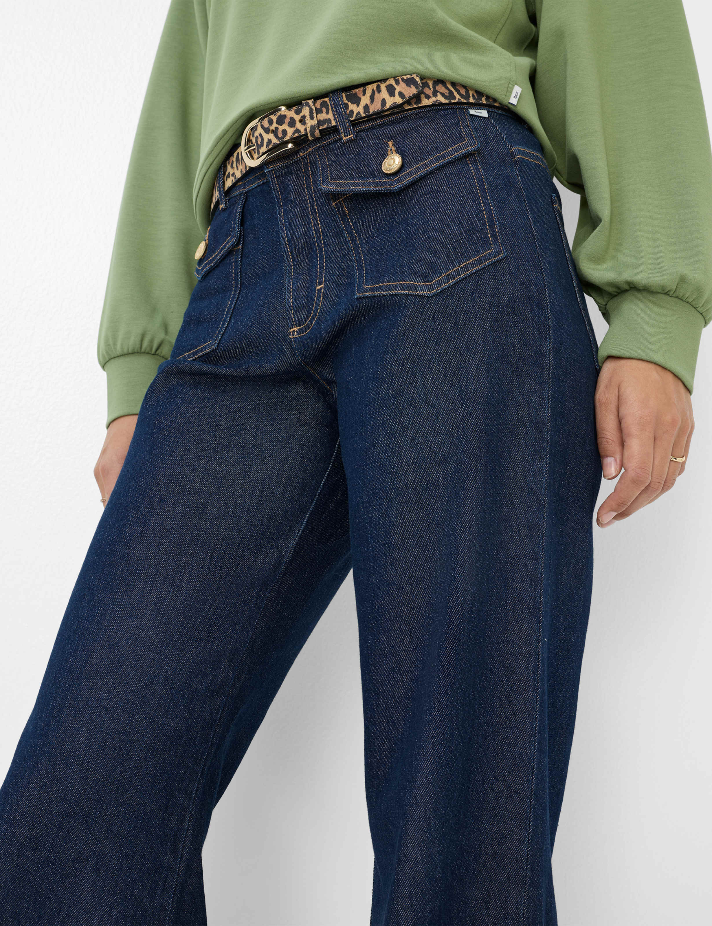Damen Style MAINE Denim Dunkelblau Wide Leg Detail 1