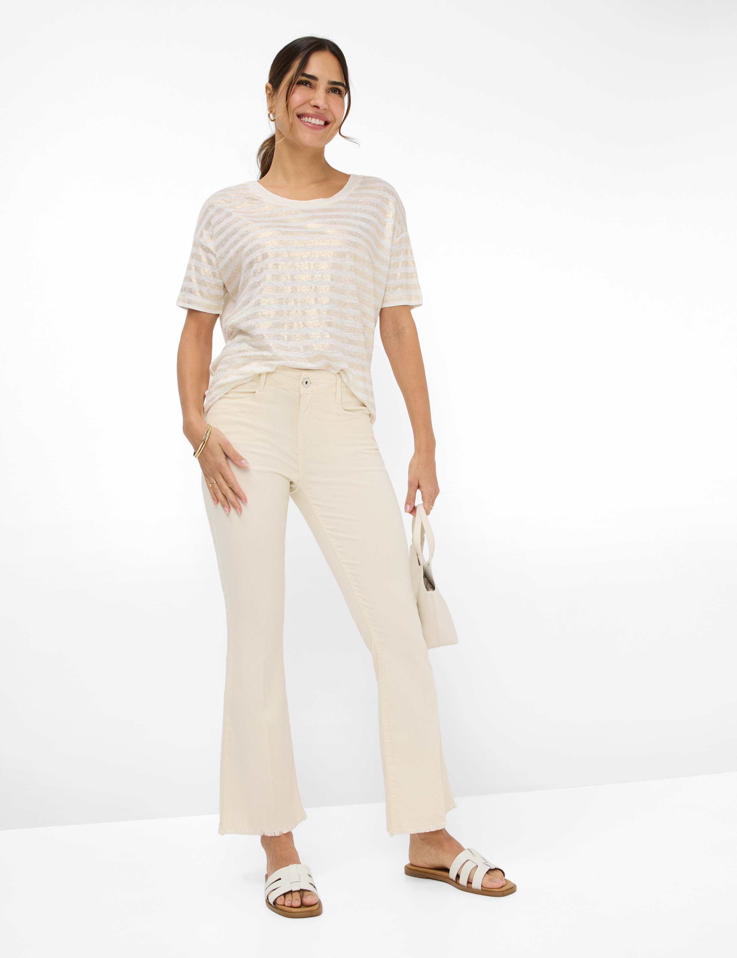 Women Style SHAKIRA S Denim Cream White Slim Fit Model Outfit