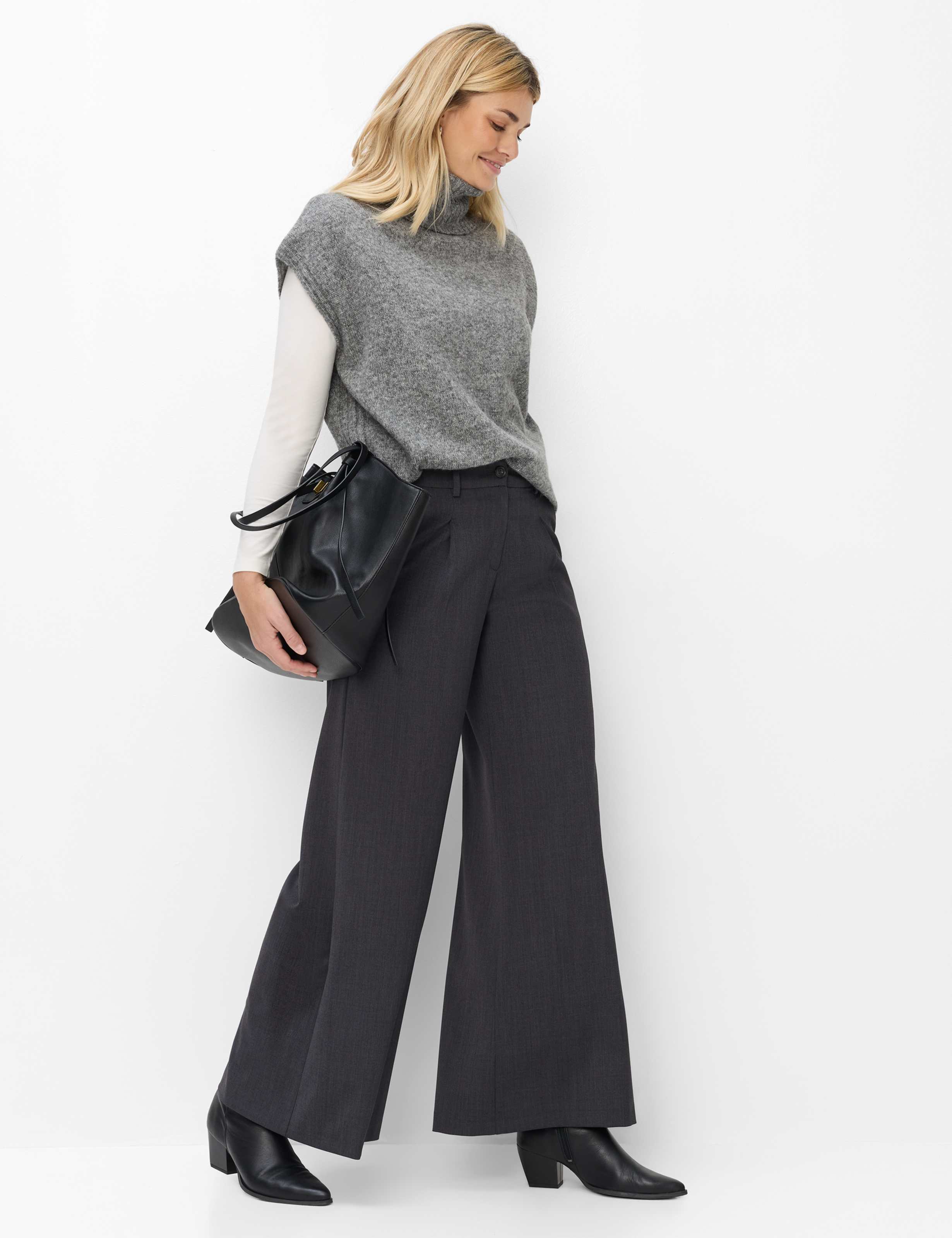 Femme Style MARLENE Gris Foncé Wide Leg Tenue du mannequin