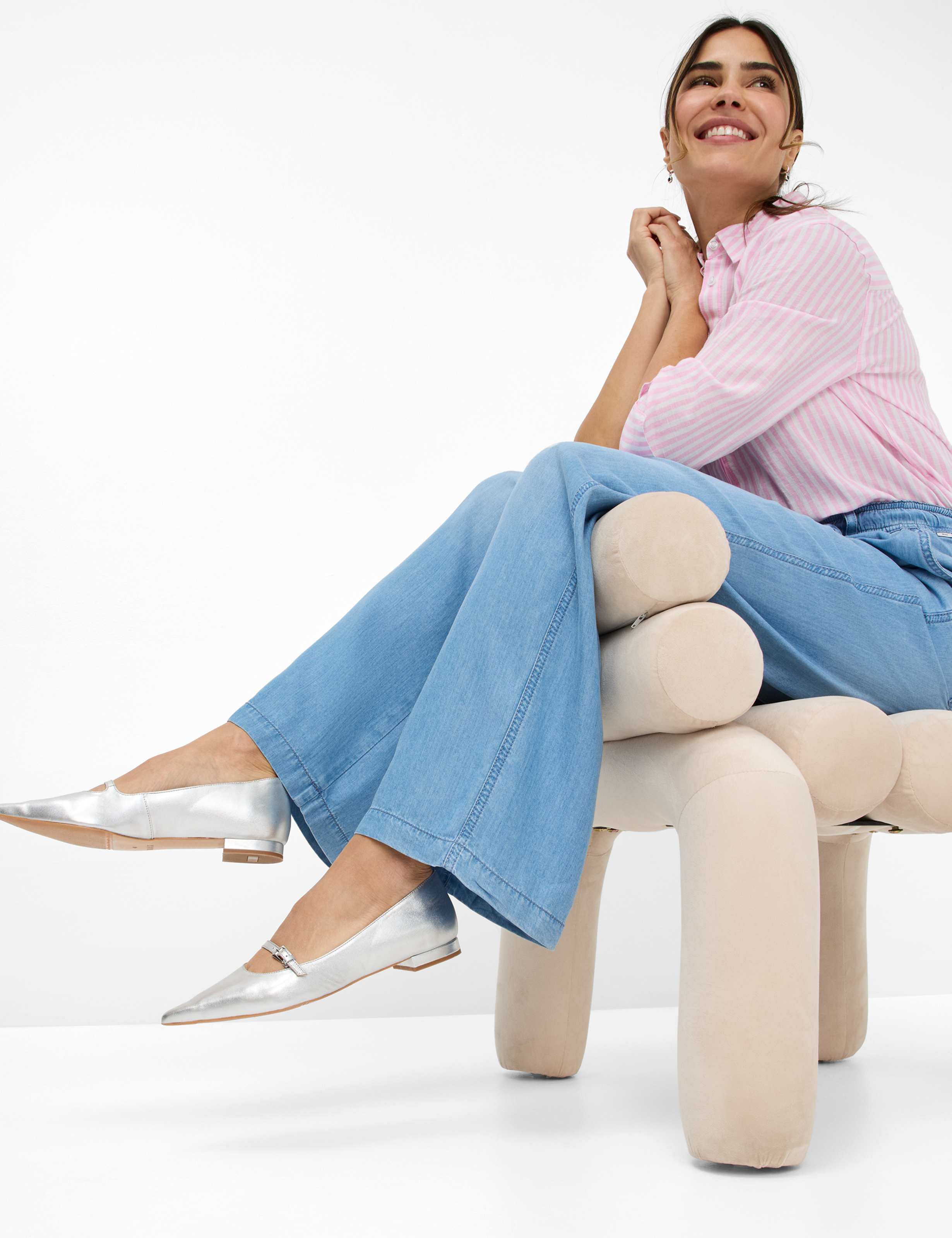 Women Style MAINE Denim Blue Wide Leg Detail 1