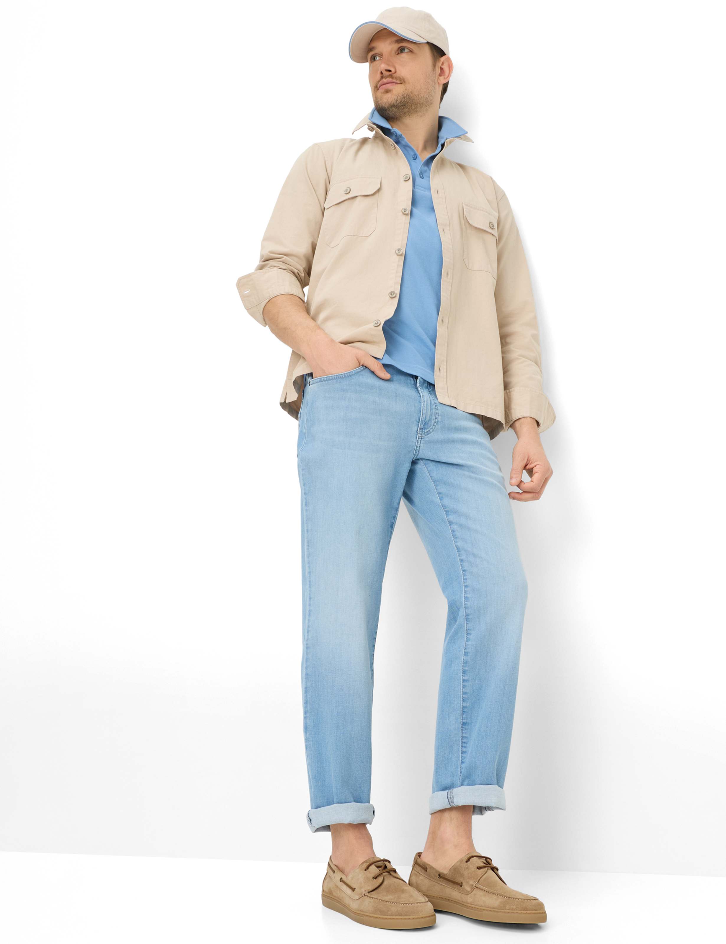 Herren Style CADIZ Denim Blau Straight Fit Model Outfit