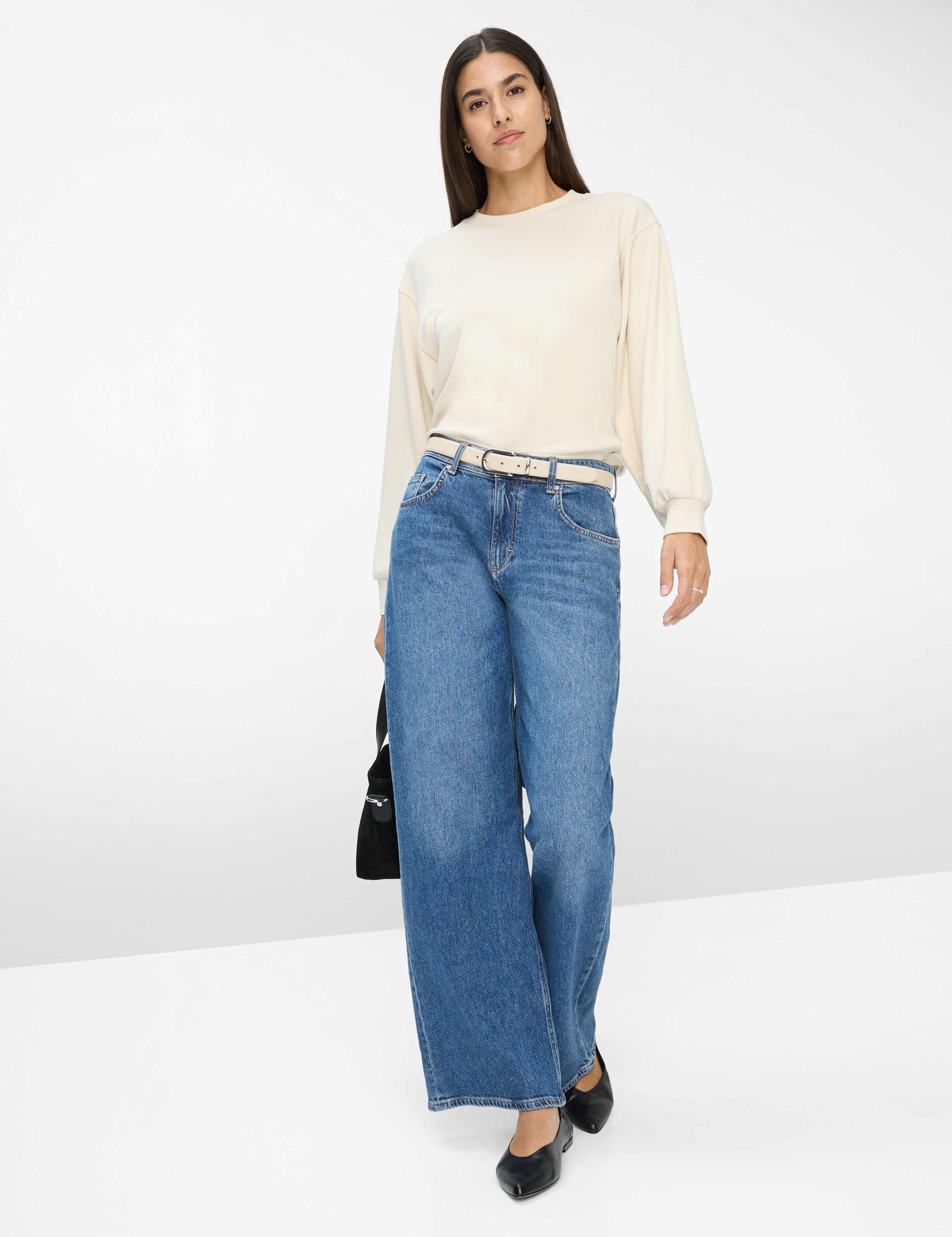 Damen Style MORGAN Denim Blau Wide Leg Model Outfit