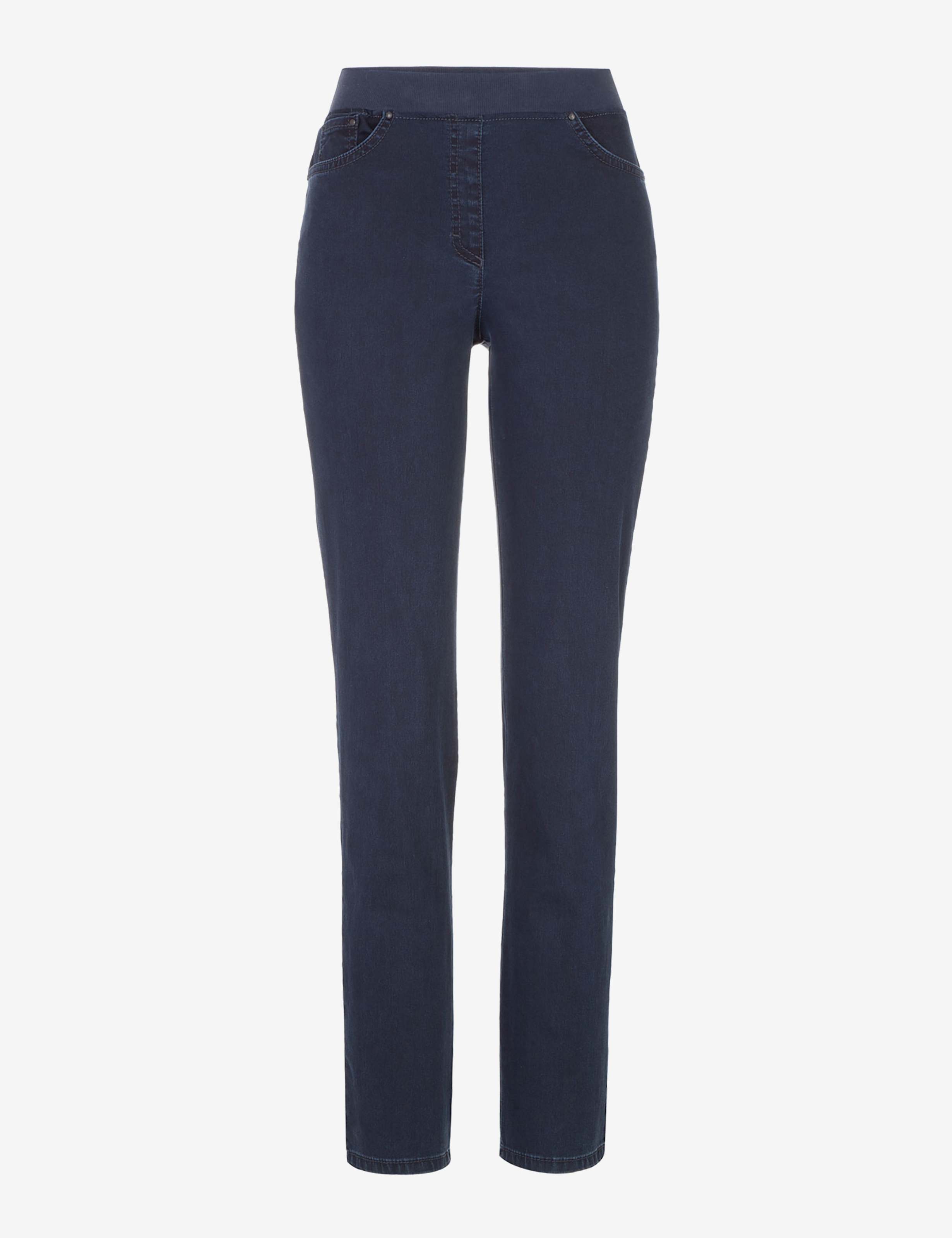 Dame Style PAMINA Denim Mørkeblå Slim Fit Udskæring foran