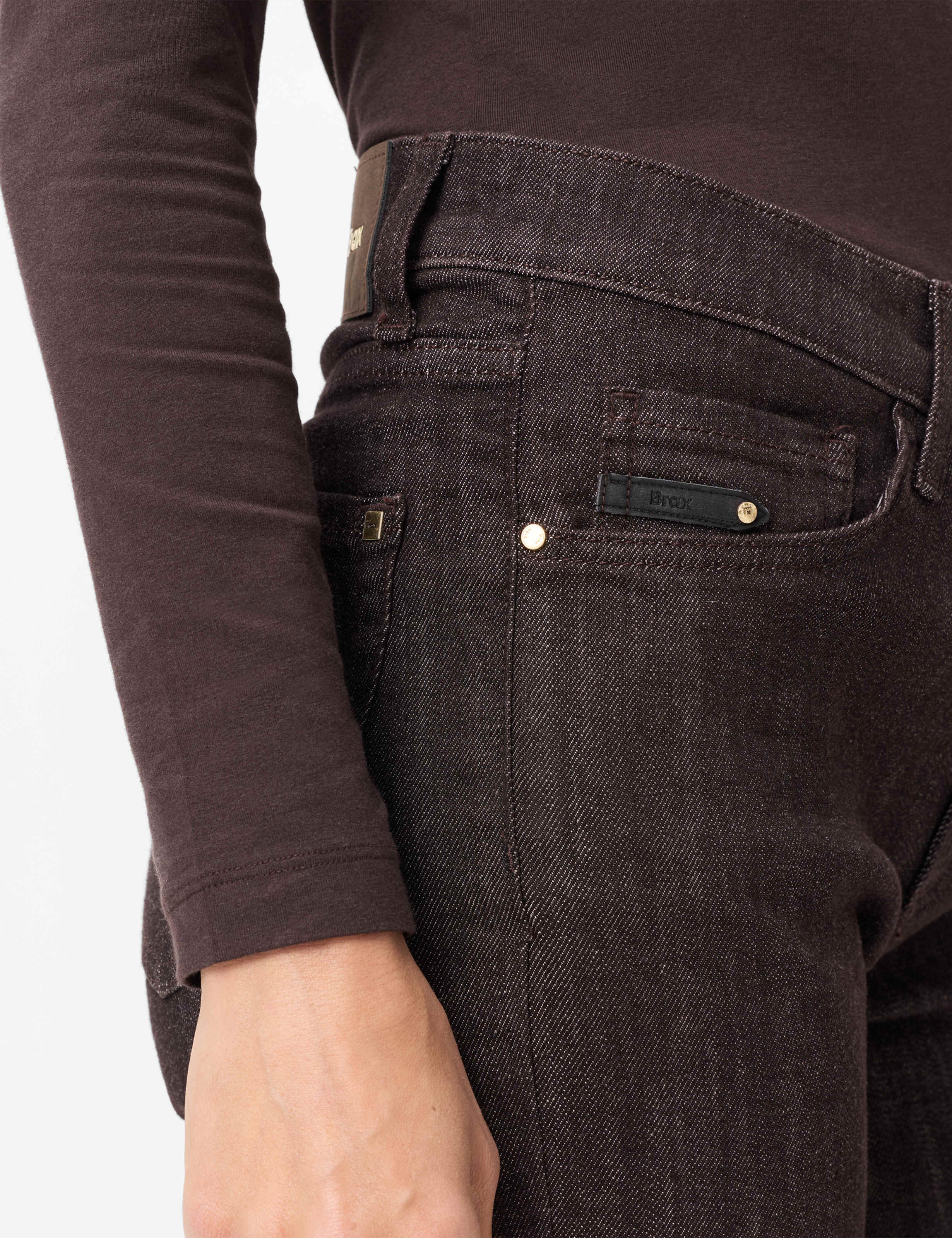 Women Style MAY S Denim Dark Brown Cigarette Fit Detail 2