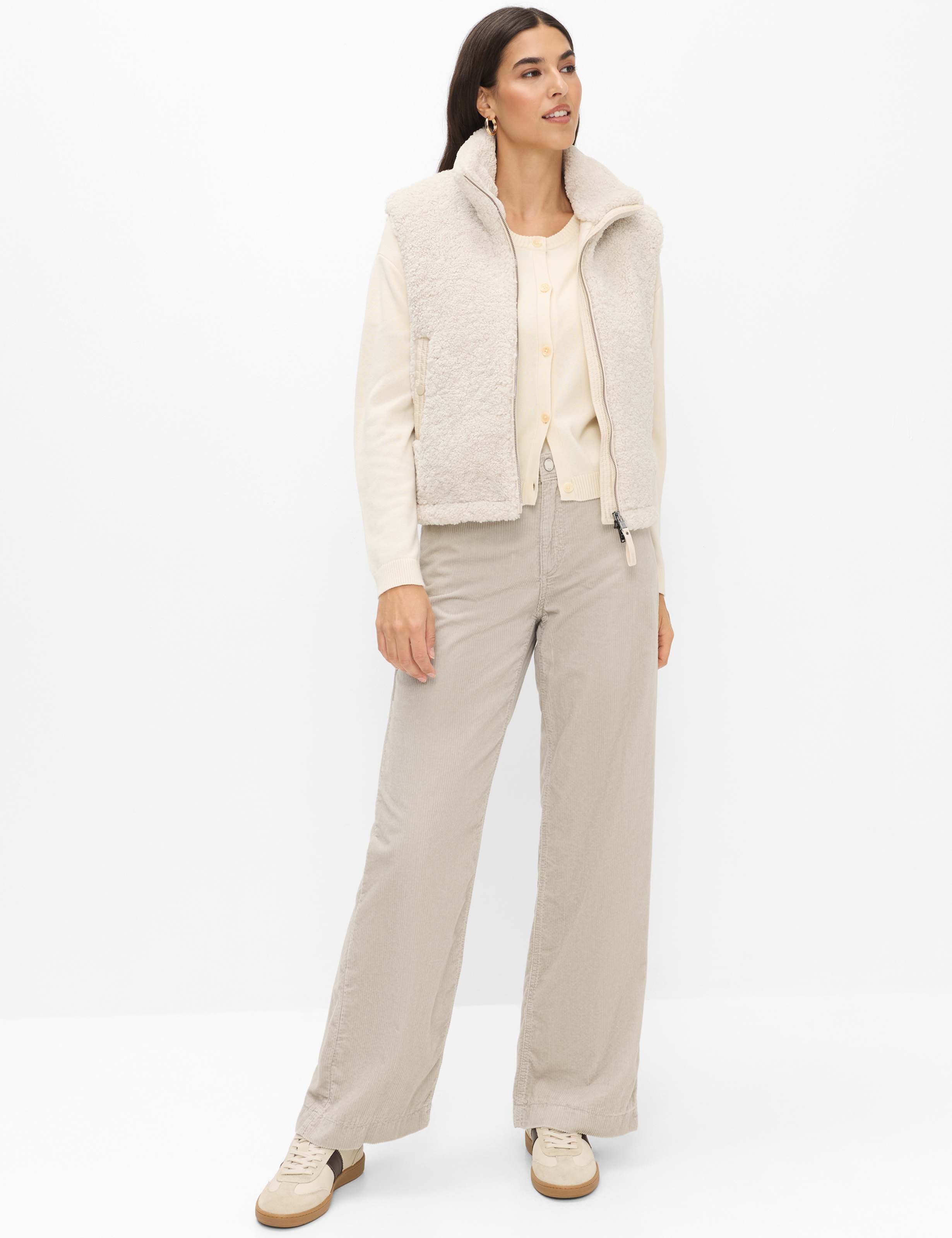 Femme Style MAINE Beige Clair Wide Leg Tenue du mannequin