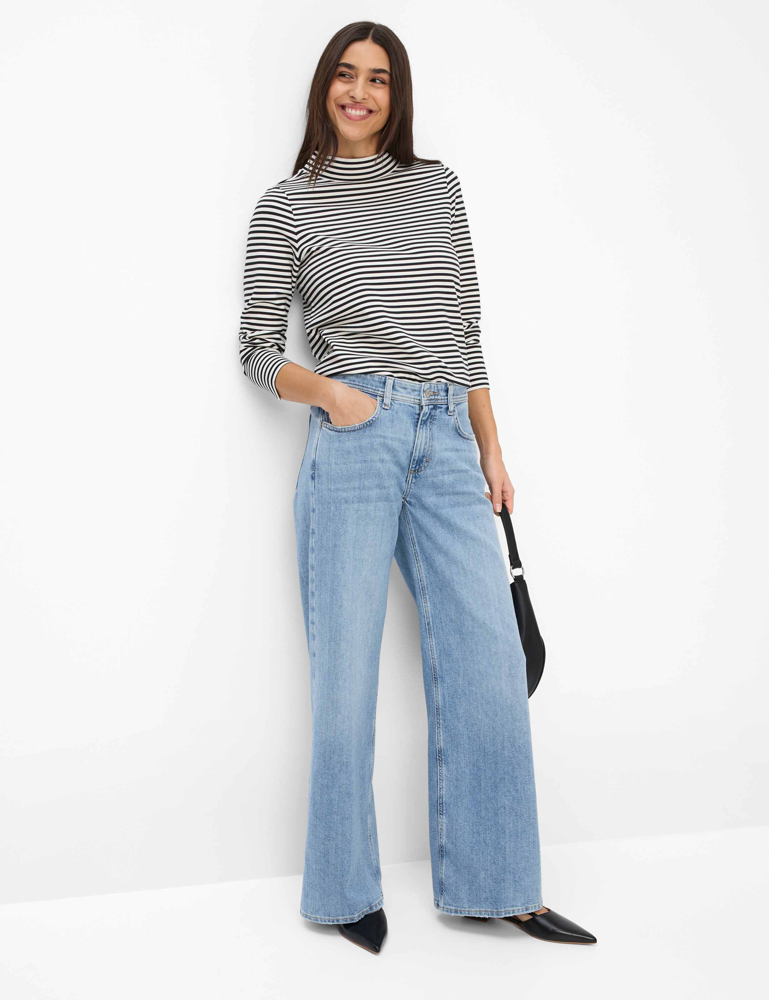 Damen Style MORGAN Denim Blau Wide Leg Model Outfit