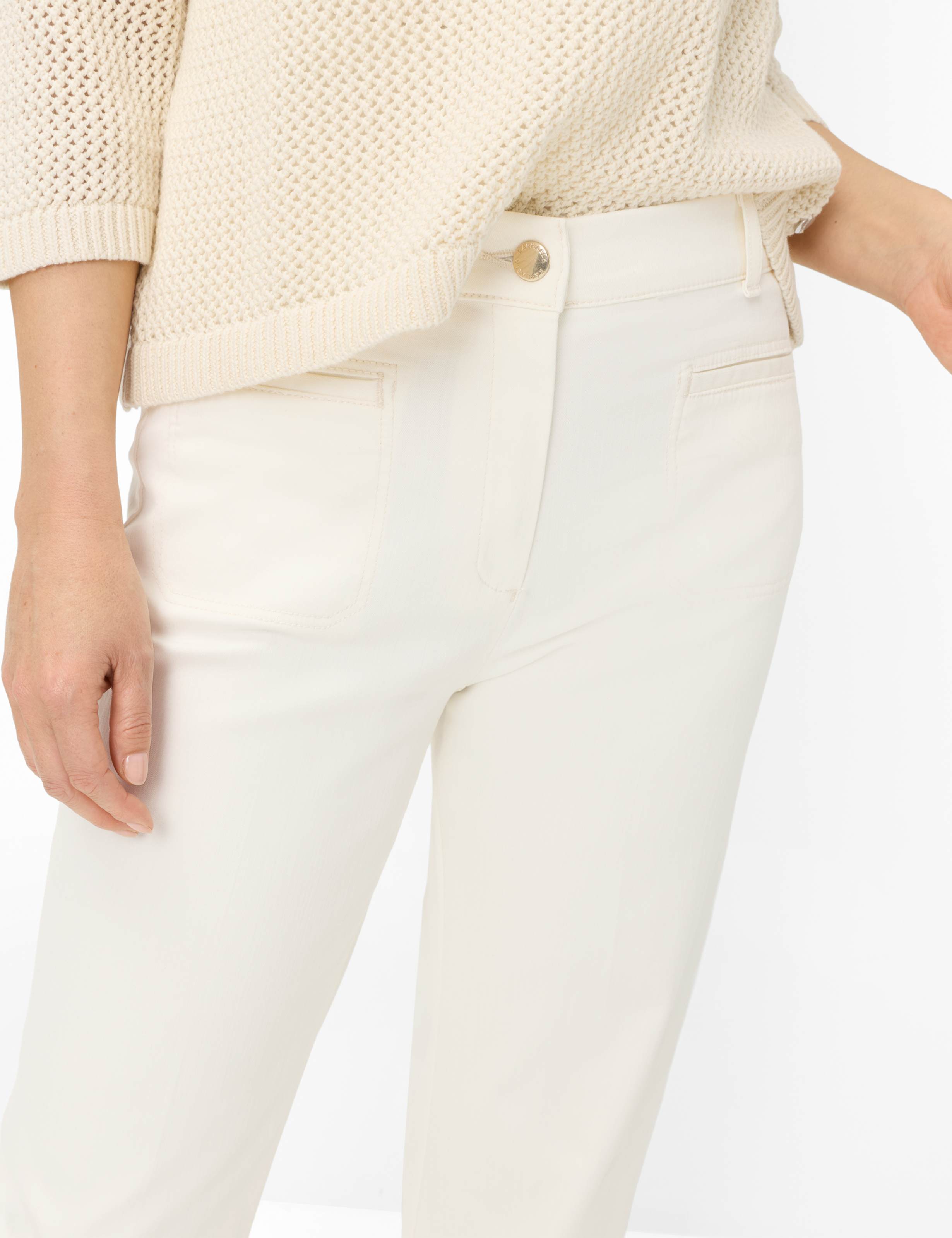 Dames Style PEGGY FLARED Denim Crème Wit Slim Fit Detail 2