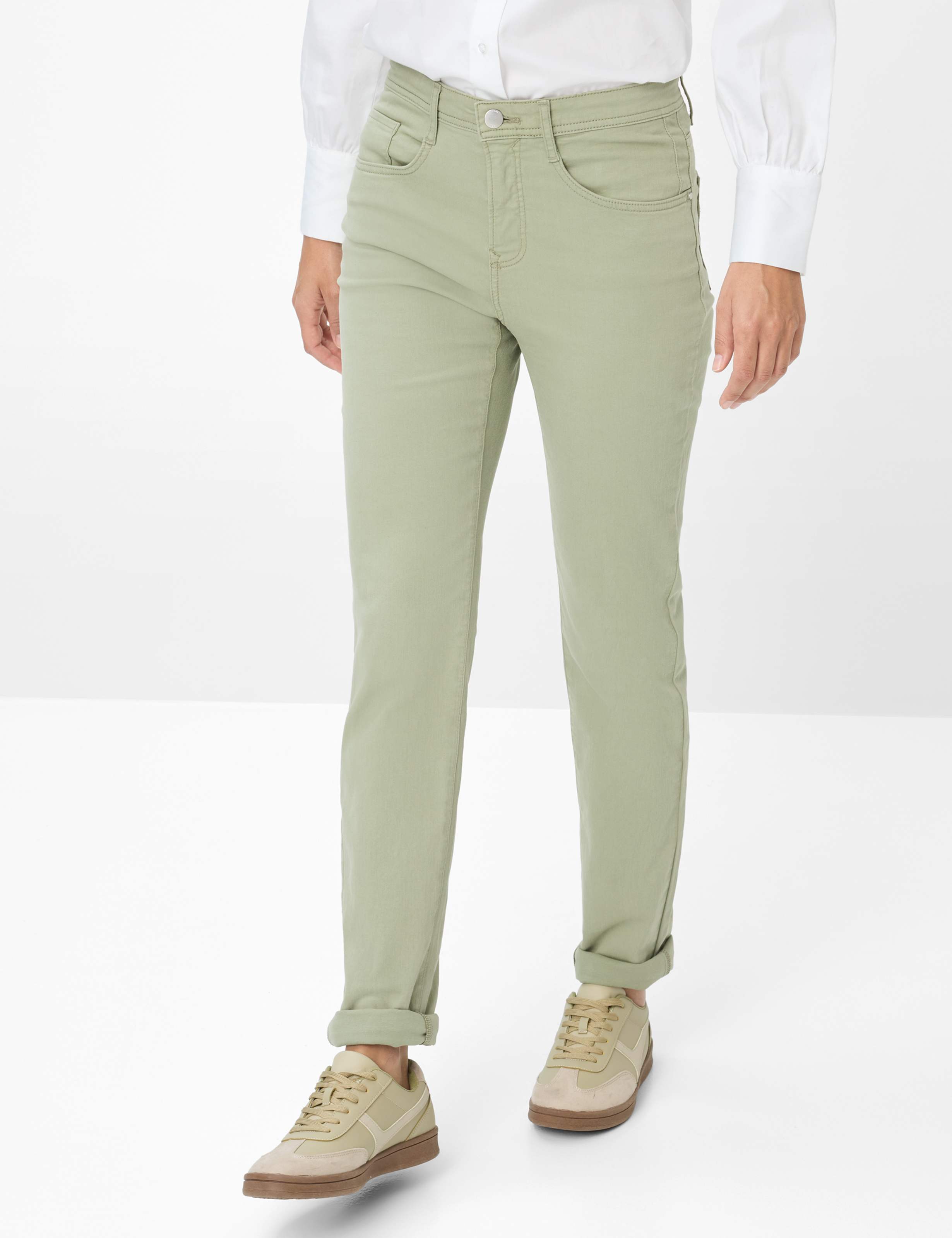 Women Style MARY Denim Light Green Regular Fit Model Front