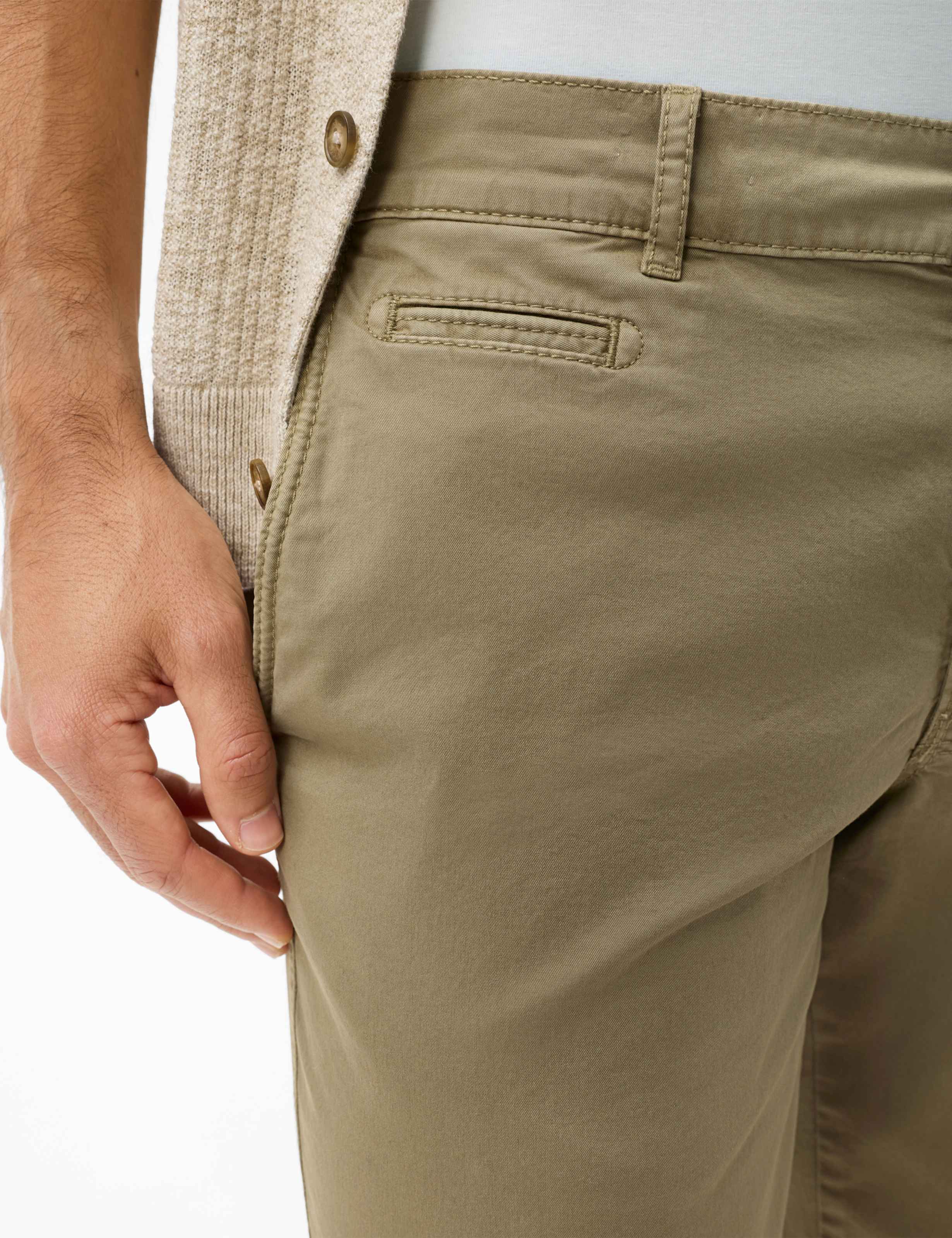 Herren Style BARI Grün - Khaki Regular Fit Detail 2