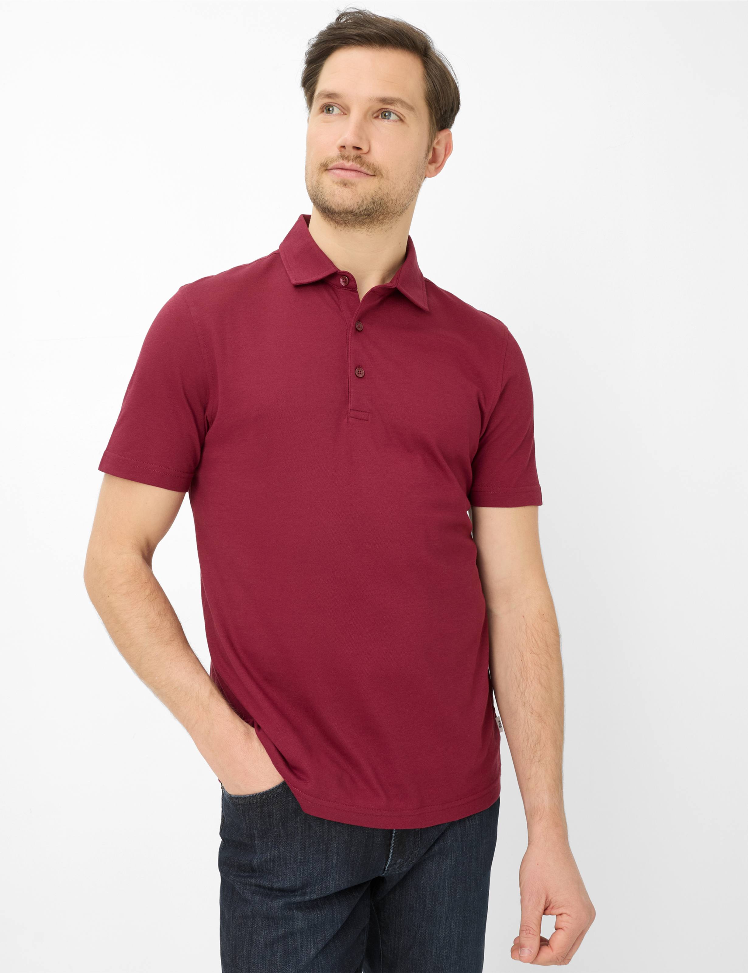 Thumbnail - Brax Herren Polo Style PEPE wildberry, dunkelrot, Gr. M