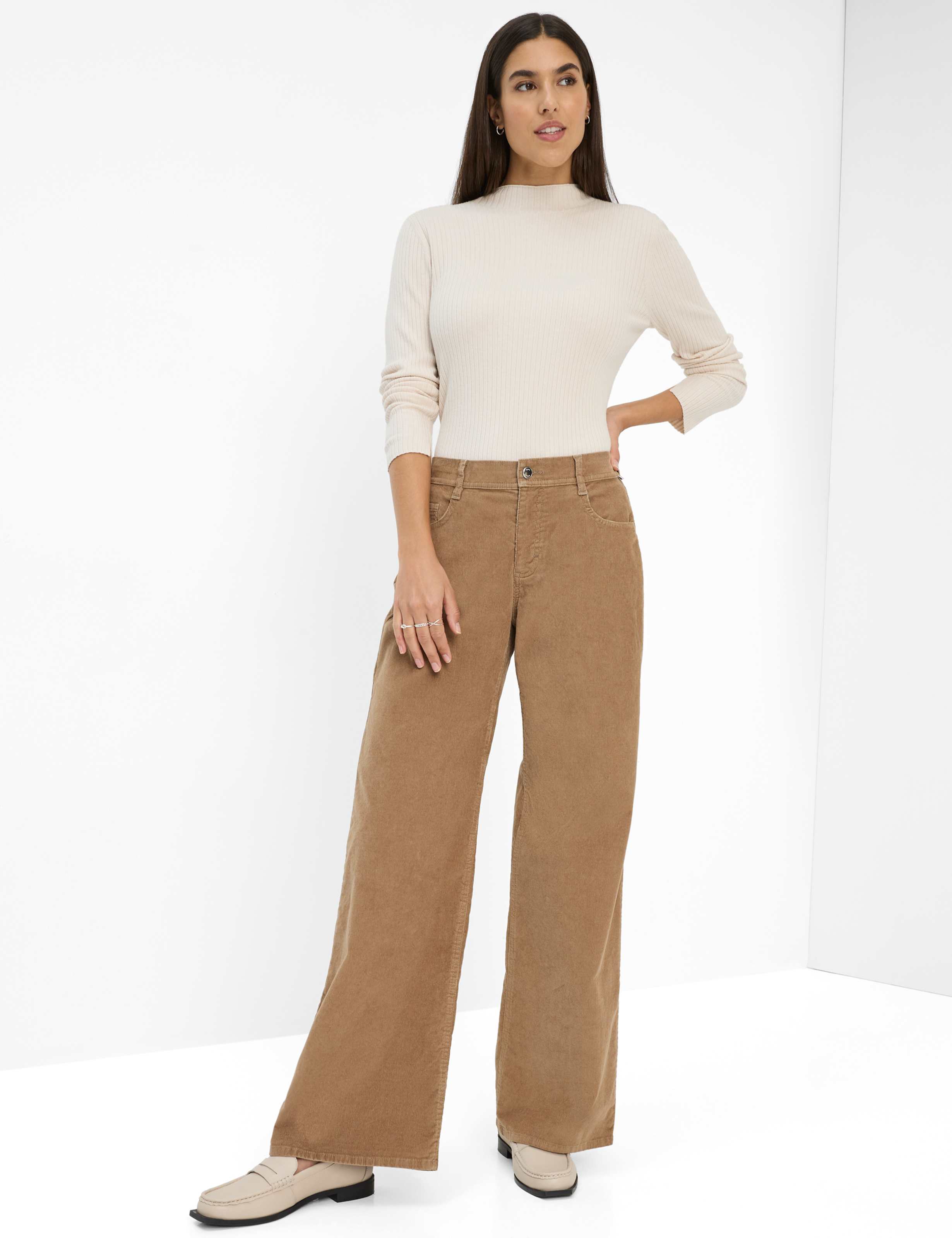 Femme Style MORGAN Marron Clair Wide Leg Tenue du mannequin
