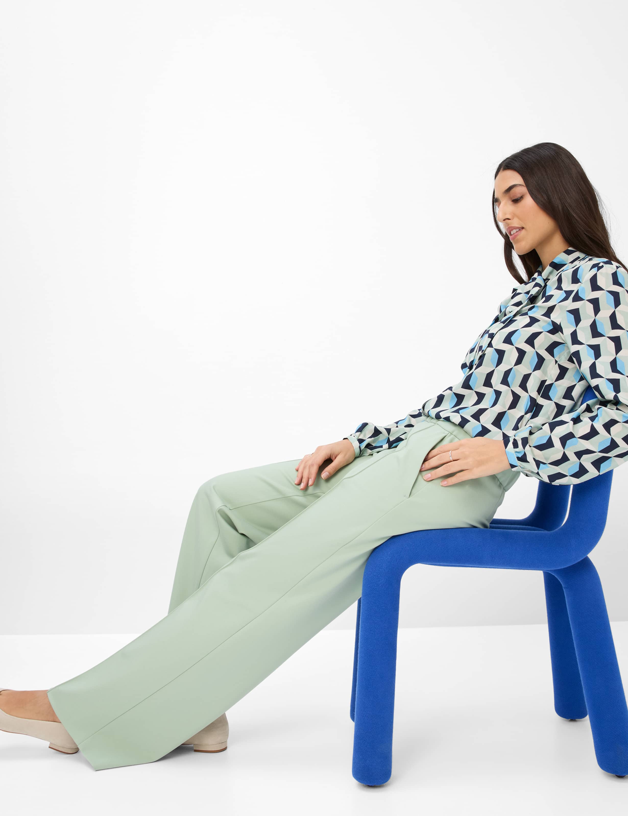 Dame Style MAINE Lysgrøn Wide Leg Detalje 1