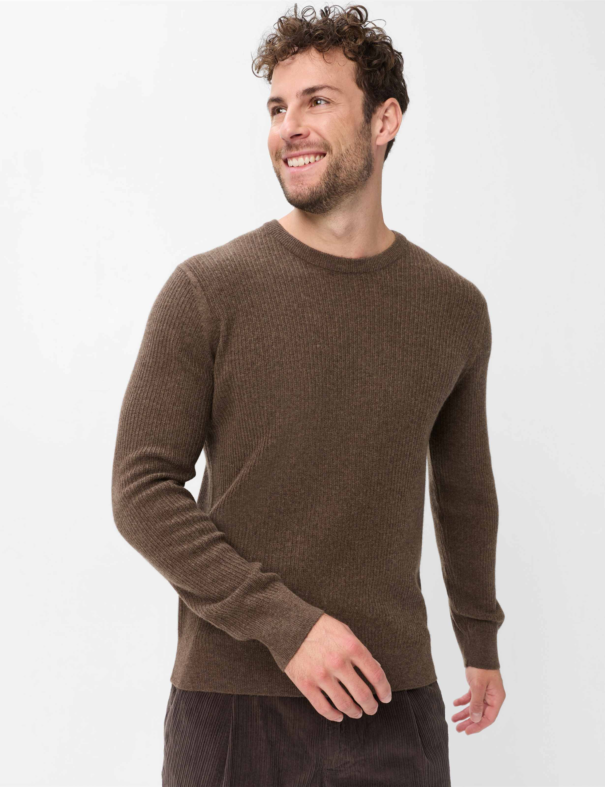 Brax Heren Trui  Style RICK chocolate, donkerbruin, maat XS