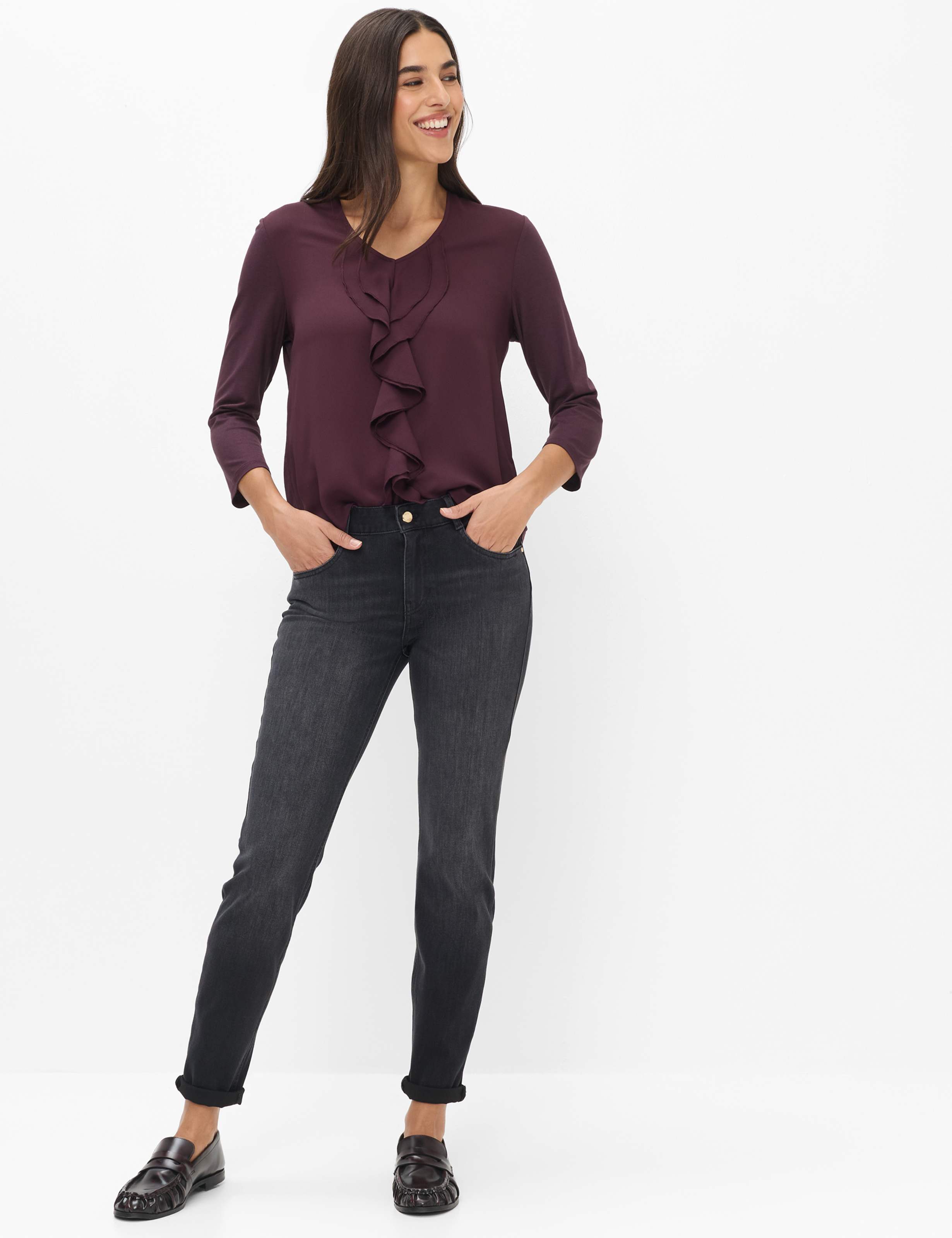 Women Style SHAKIRA Denim Dark Gray Slim Fit Model Outfit