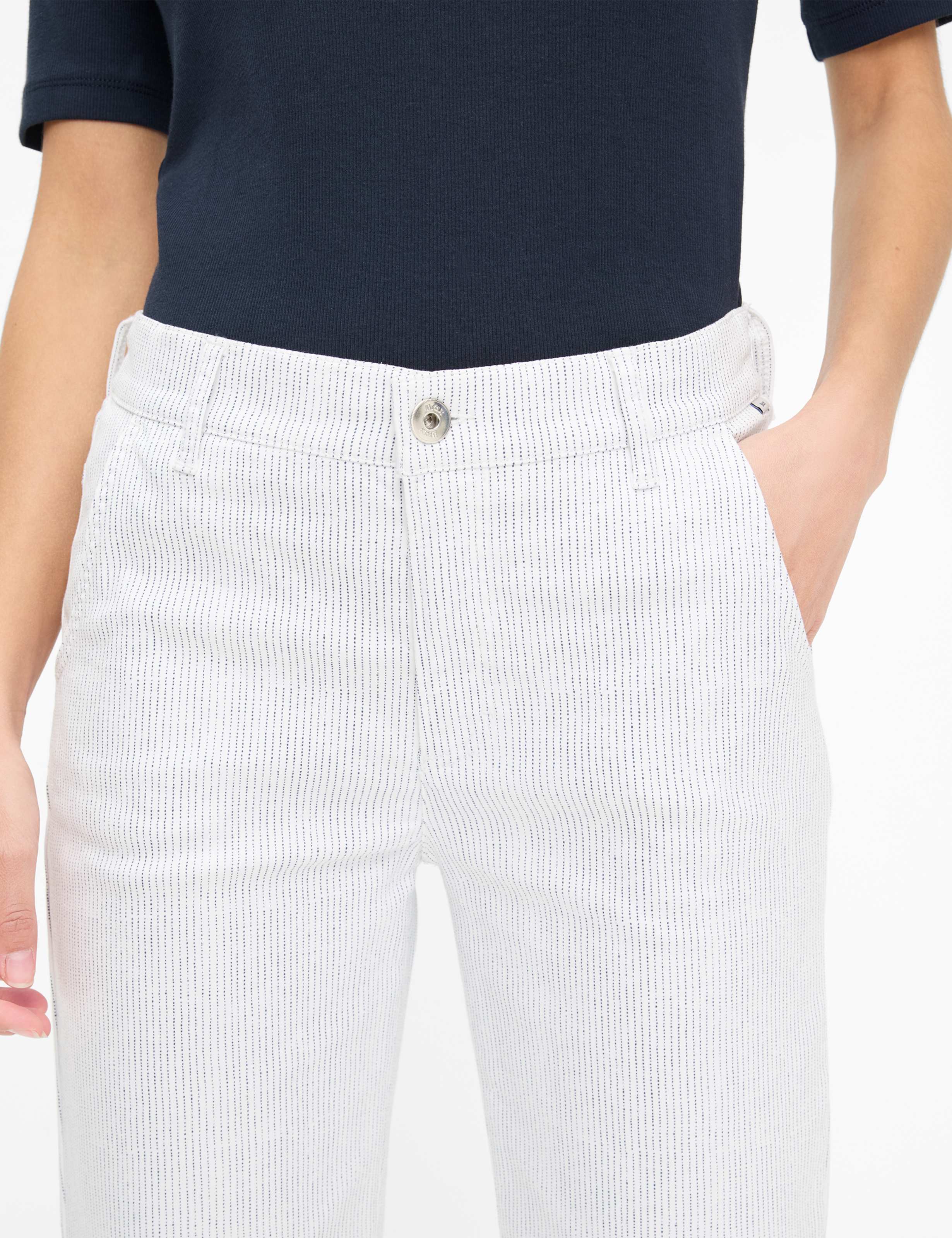 Dame Style MAINE S Denim Hvid Wide Leg Detalje 2