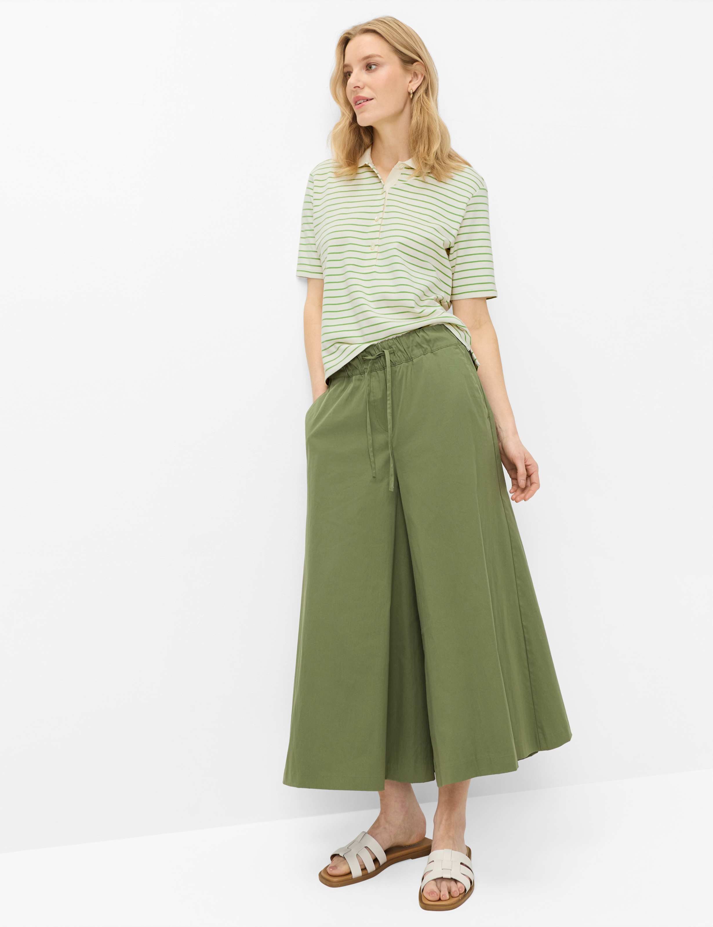 Femme Style MAJA S Vert - Olive Wide Leg Tenue du mannequin