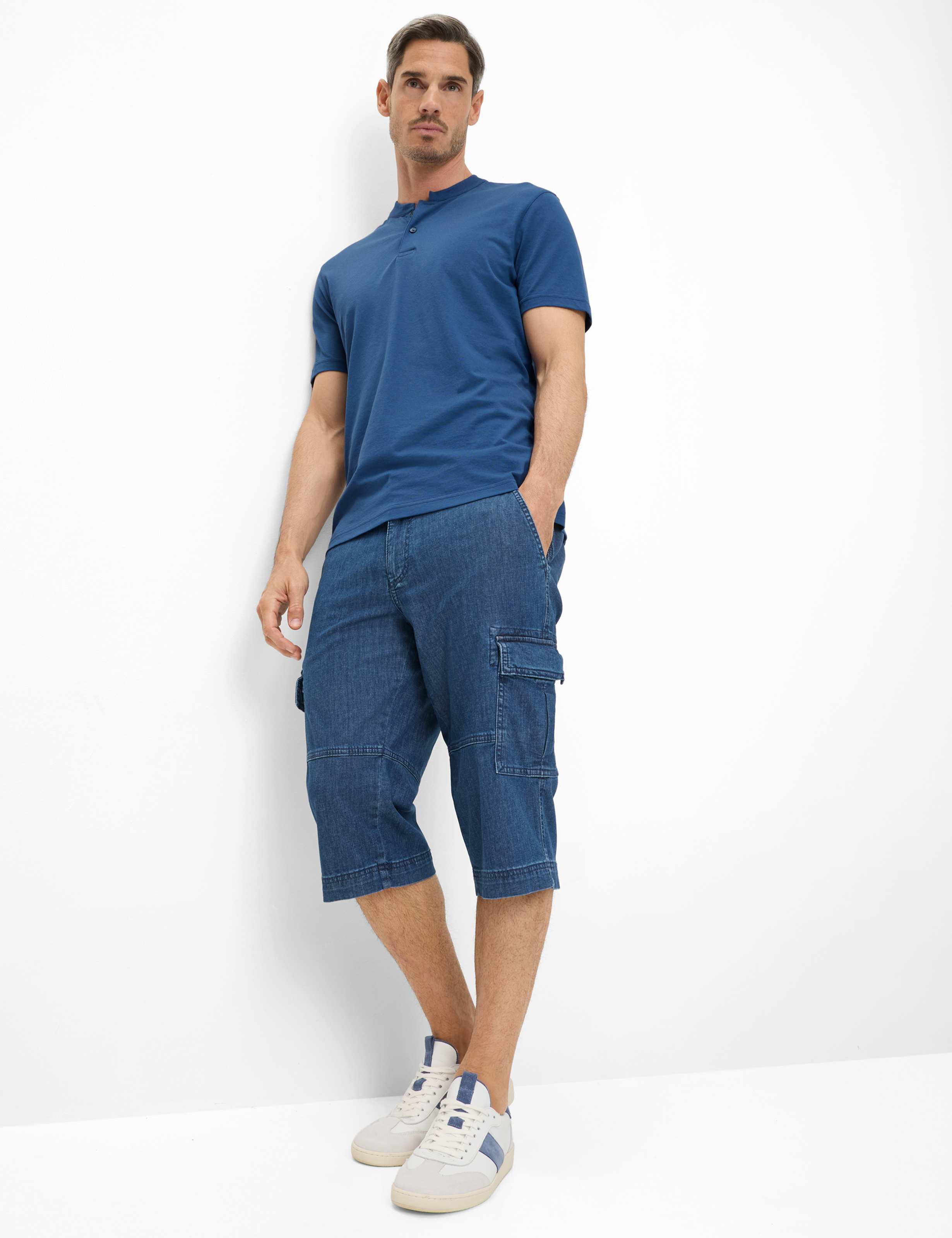 Heren Style BILL Denim Blauw Regular Fit Model outfit