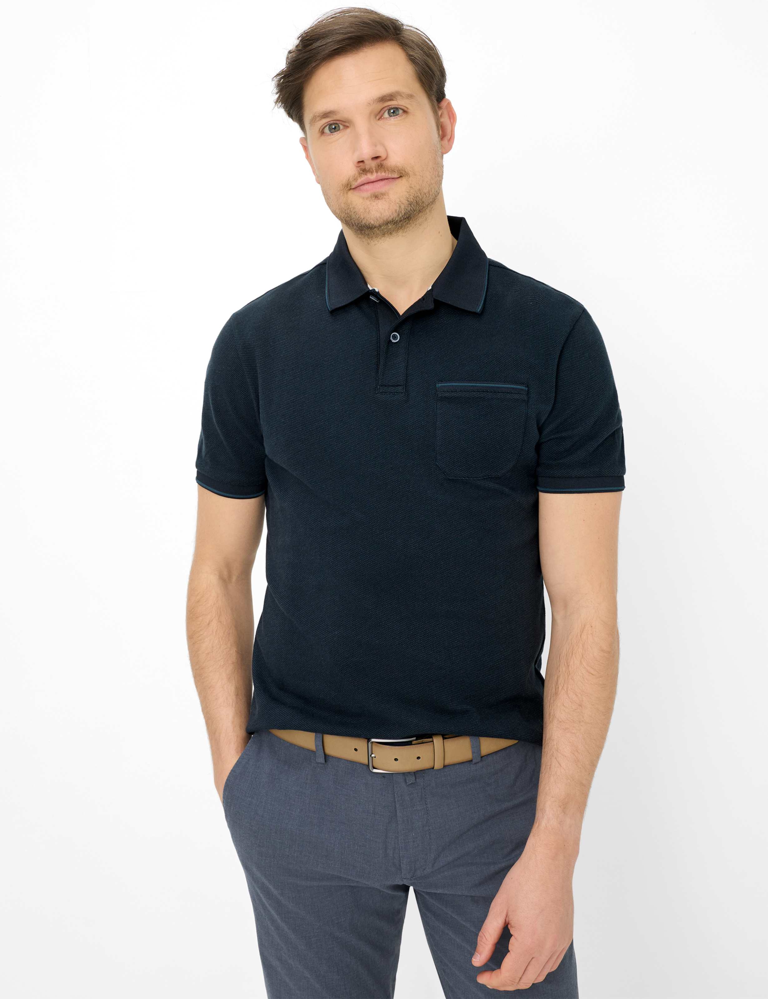 Thumbnail - Brax Herren Polo Style PATRICK navy, dunkelblau, Gr. XS