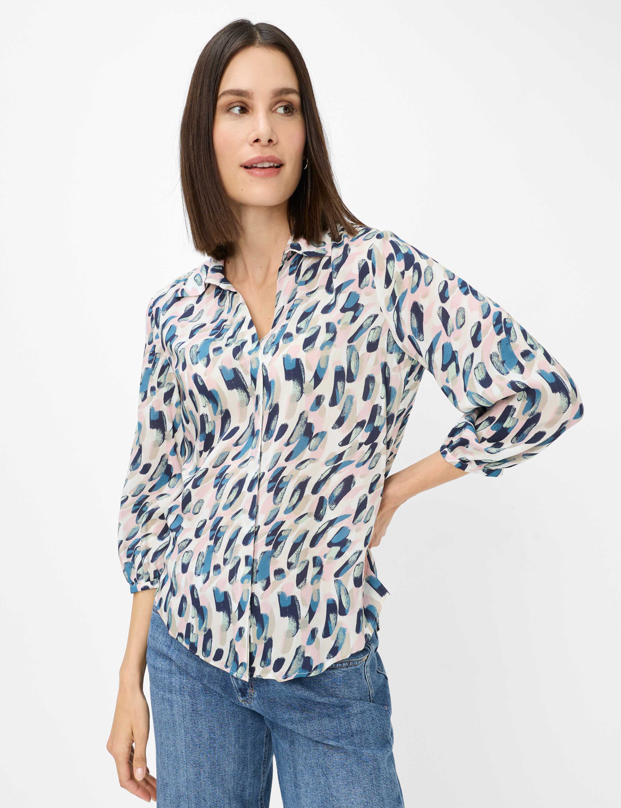 Thumbnail - Brax Damen Bluse Style VELIA taupe, mehrfarbig, Gr. 44