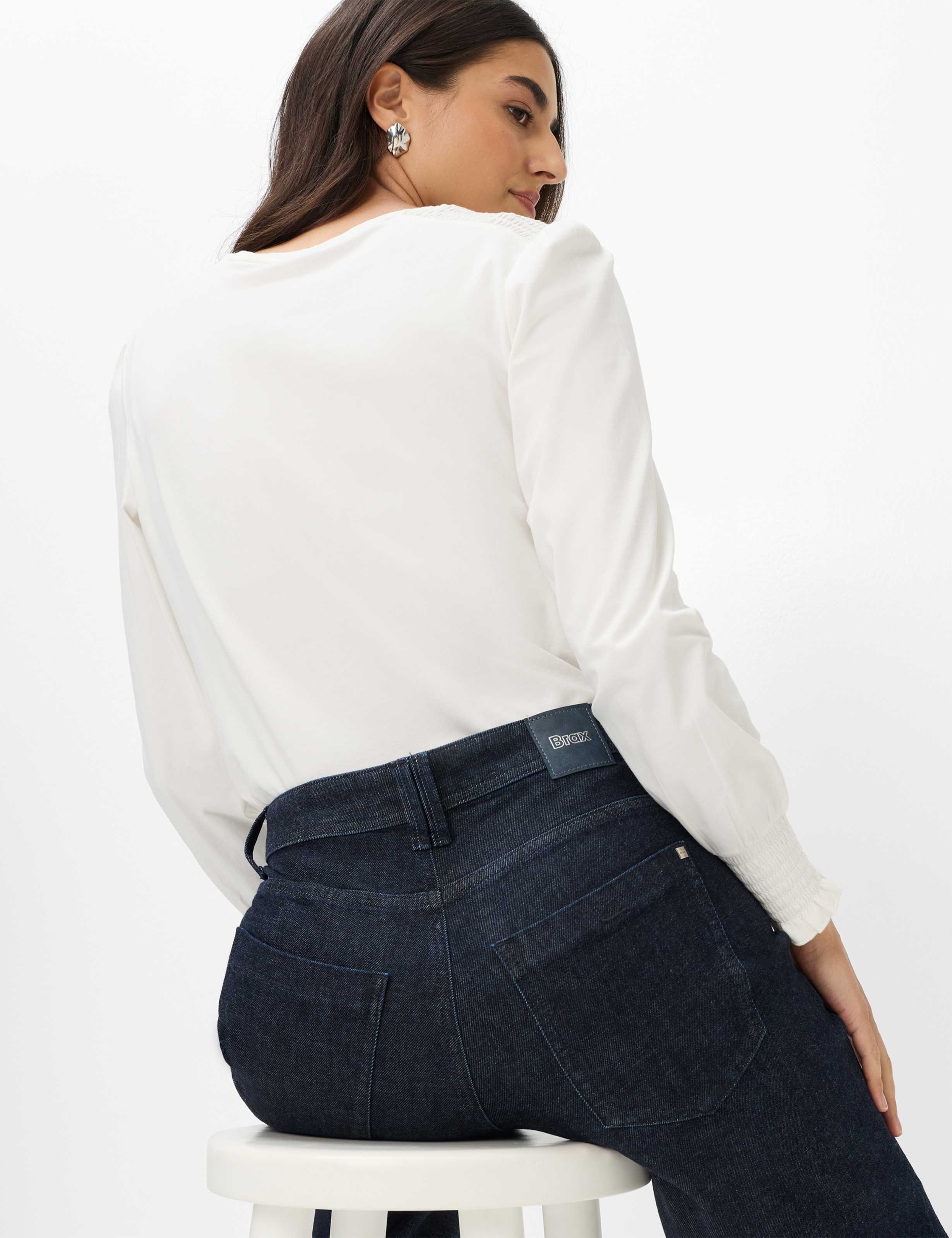 Damen Style MAINE Denim Dunkelblau Wide Leg Detail 1