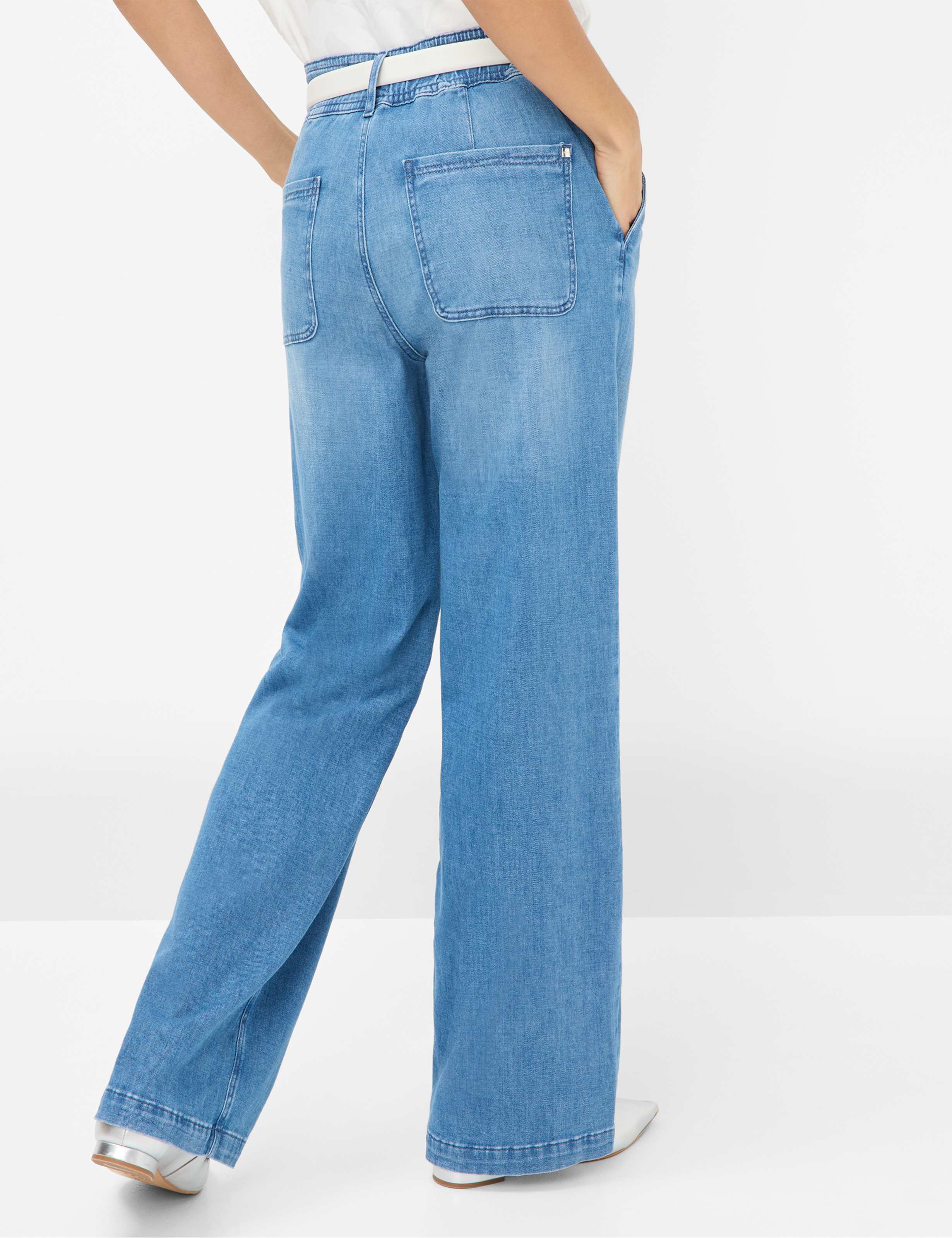Women Style MAINE Denim Blue Wide Leg Model back