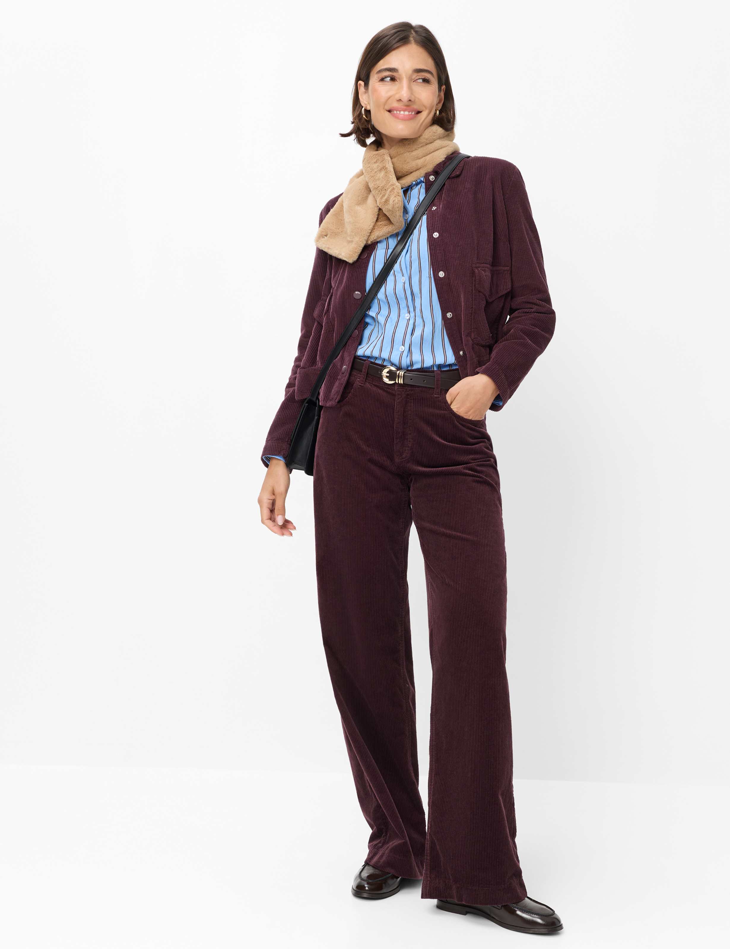 Women Style MAINE Dark Purple Wide Leg Model Outfit