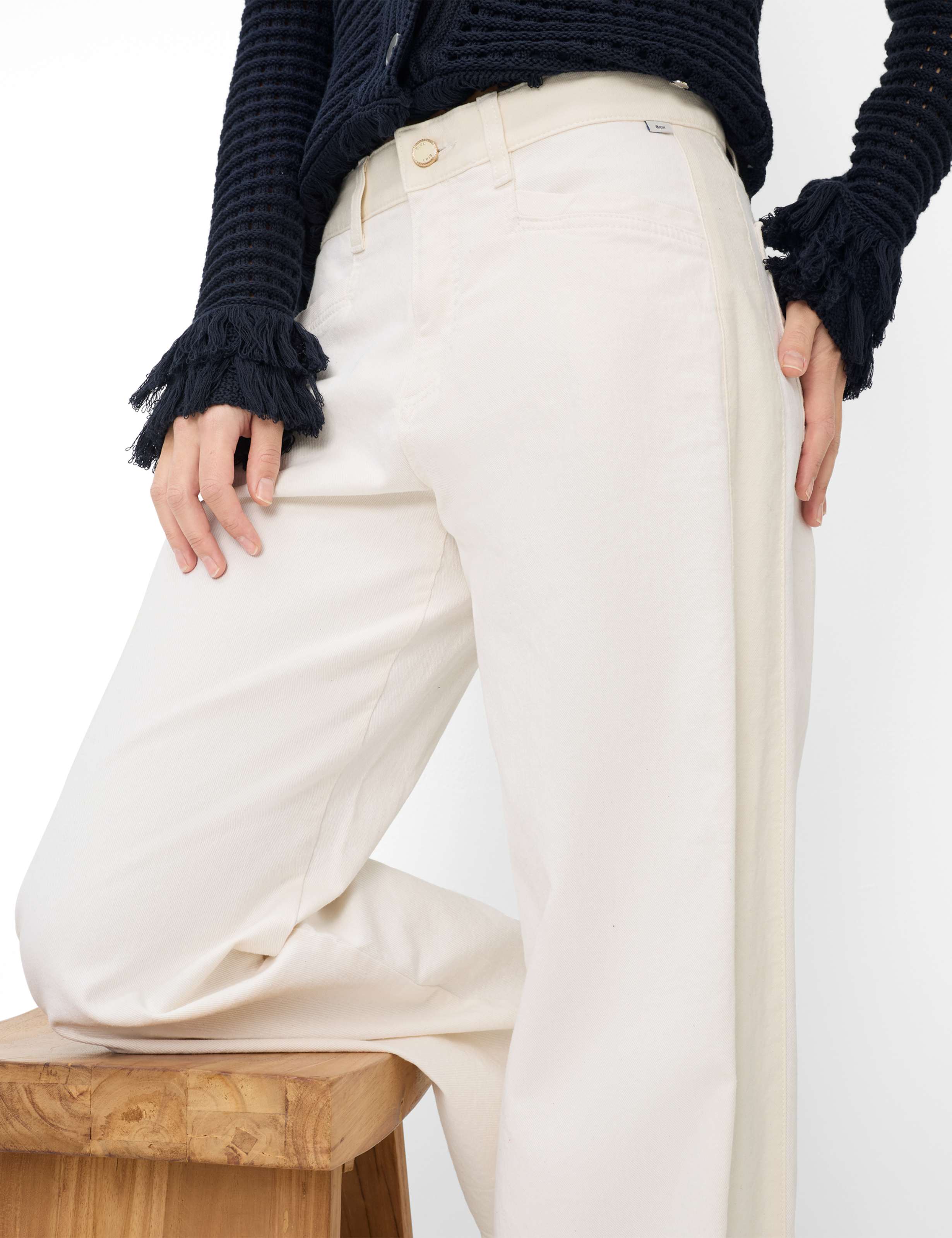 Dames Style MORGAN Denim Crème Wit Wide Leg Detail 1