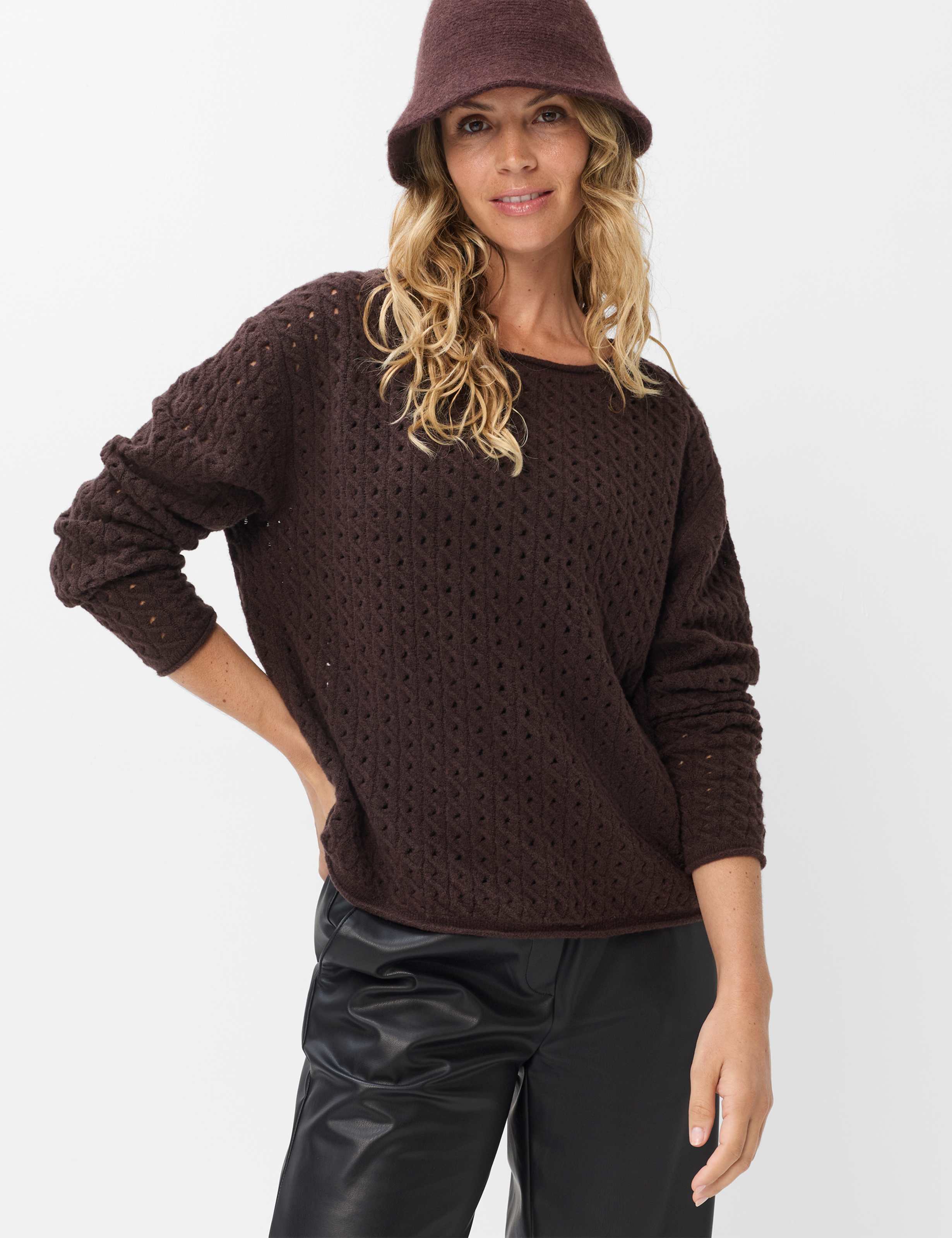 Brax Dames Trui  Style LESLEY brunette, donkerbruin, maat 34