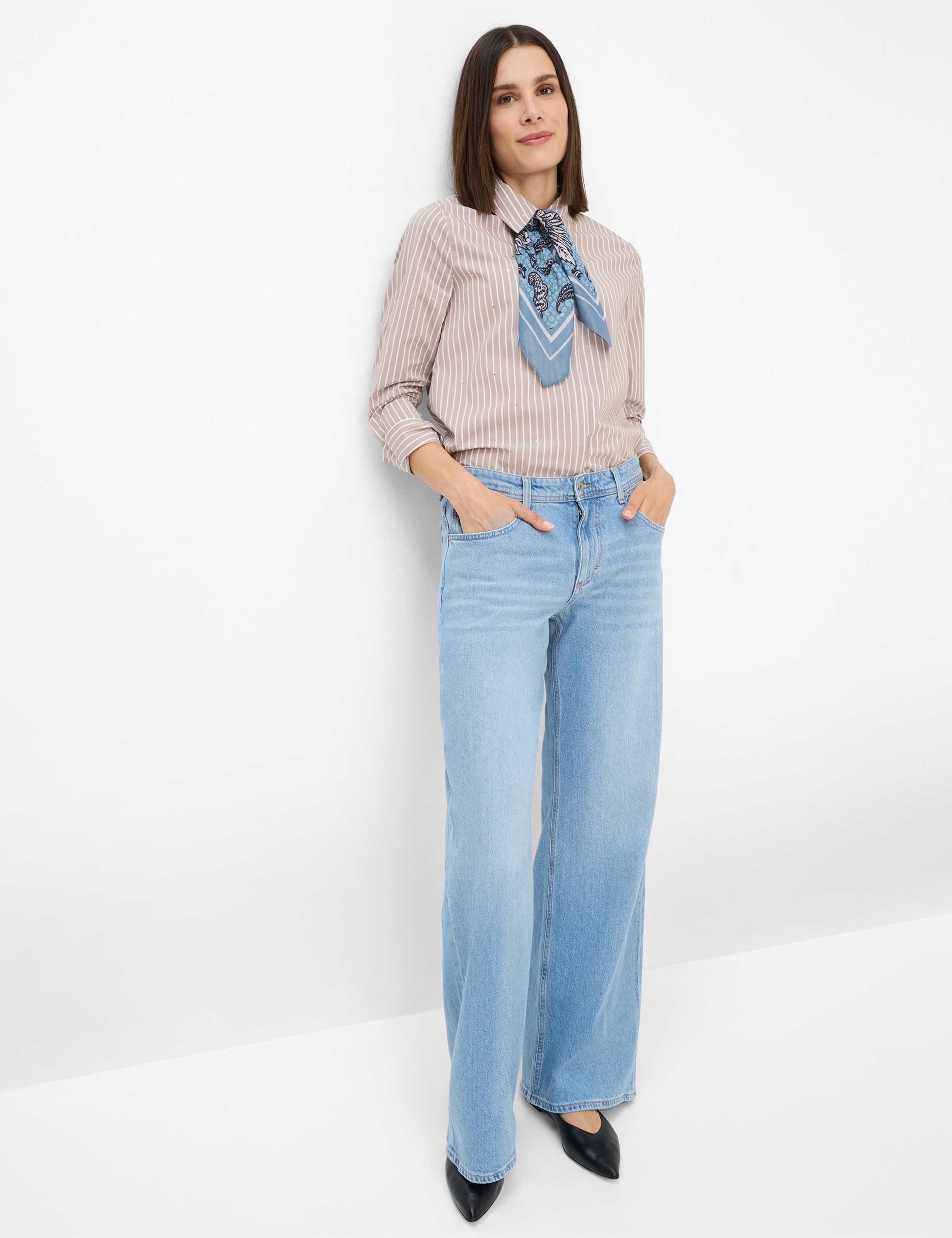 Femme Style MORGAN Denim Bleu Wide Leg Tenue du mannequin