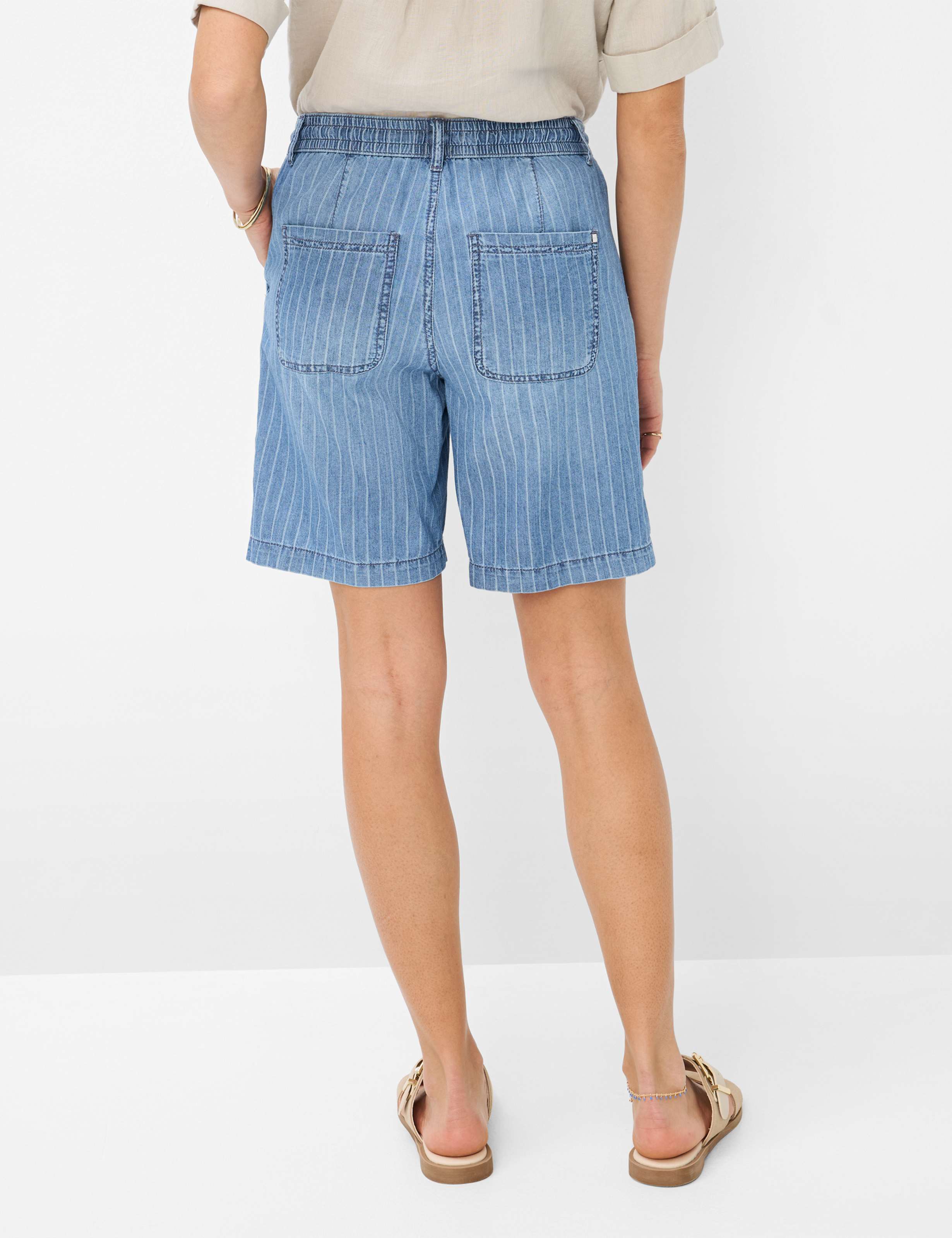 Women Style MAINE B Denim Blue Wide Leg Model back